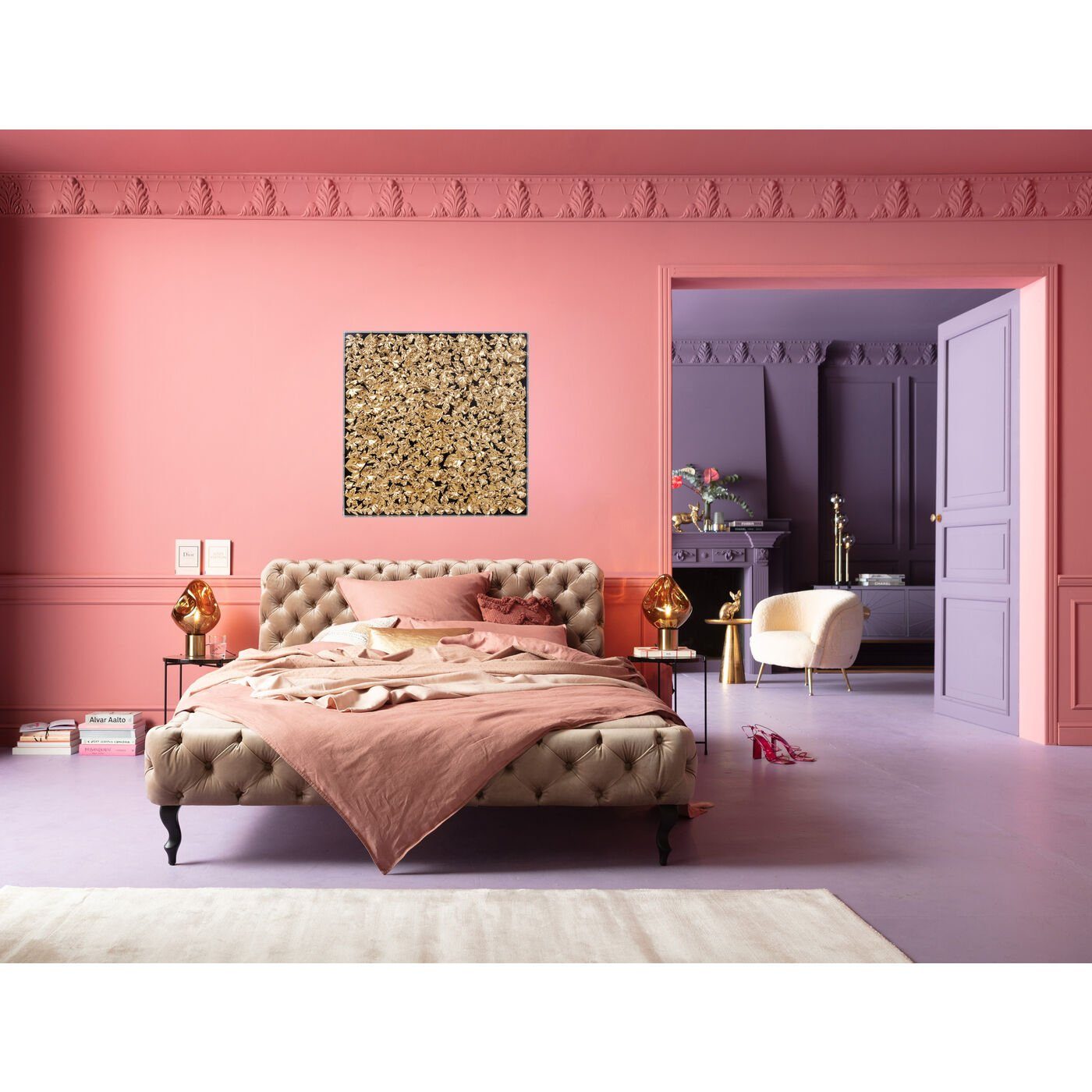 Kare Design Bild Gold Leaf, Blätter, günstig online kaufen