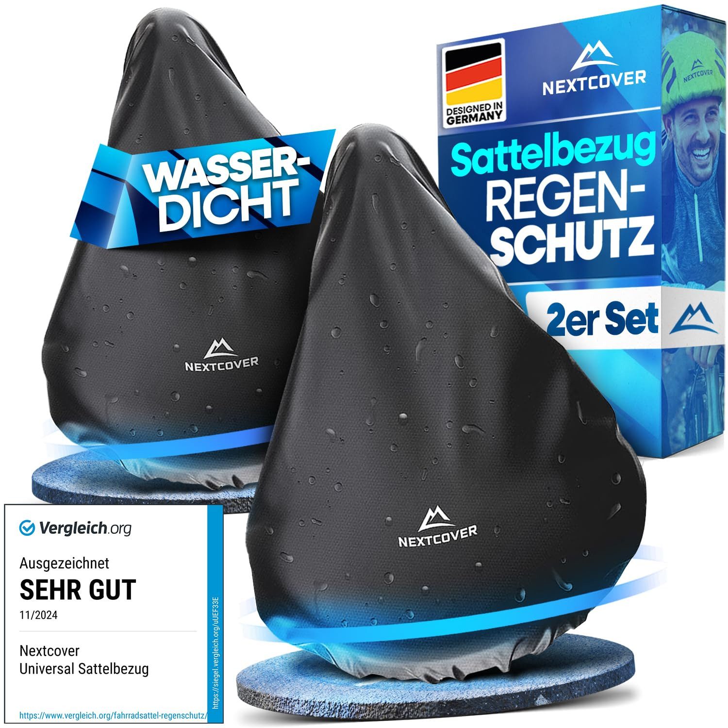 Nextcover Sattelbezug Universal 2er-Set als Regenschutz für den Fahrradsattel