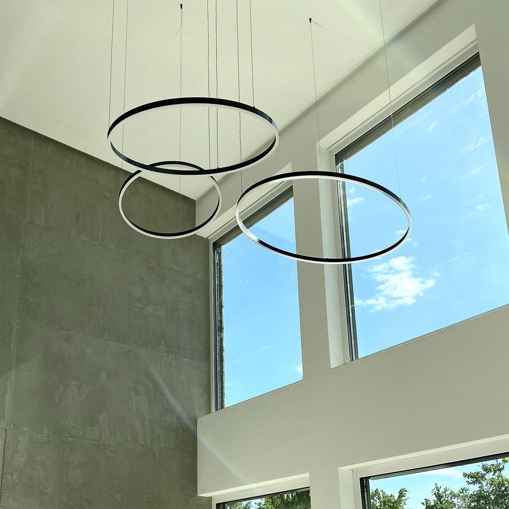 Abhängung direkt indirekt 5m Warmweiß oder s.luce Pendelleuchte LED 100 Ring Aluminium, Pendelleuchte