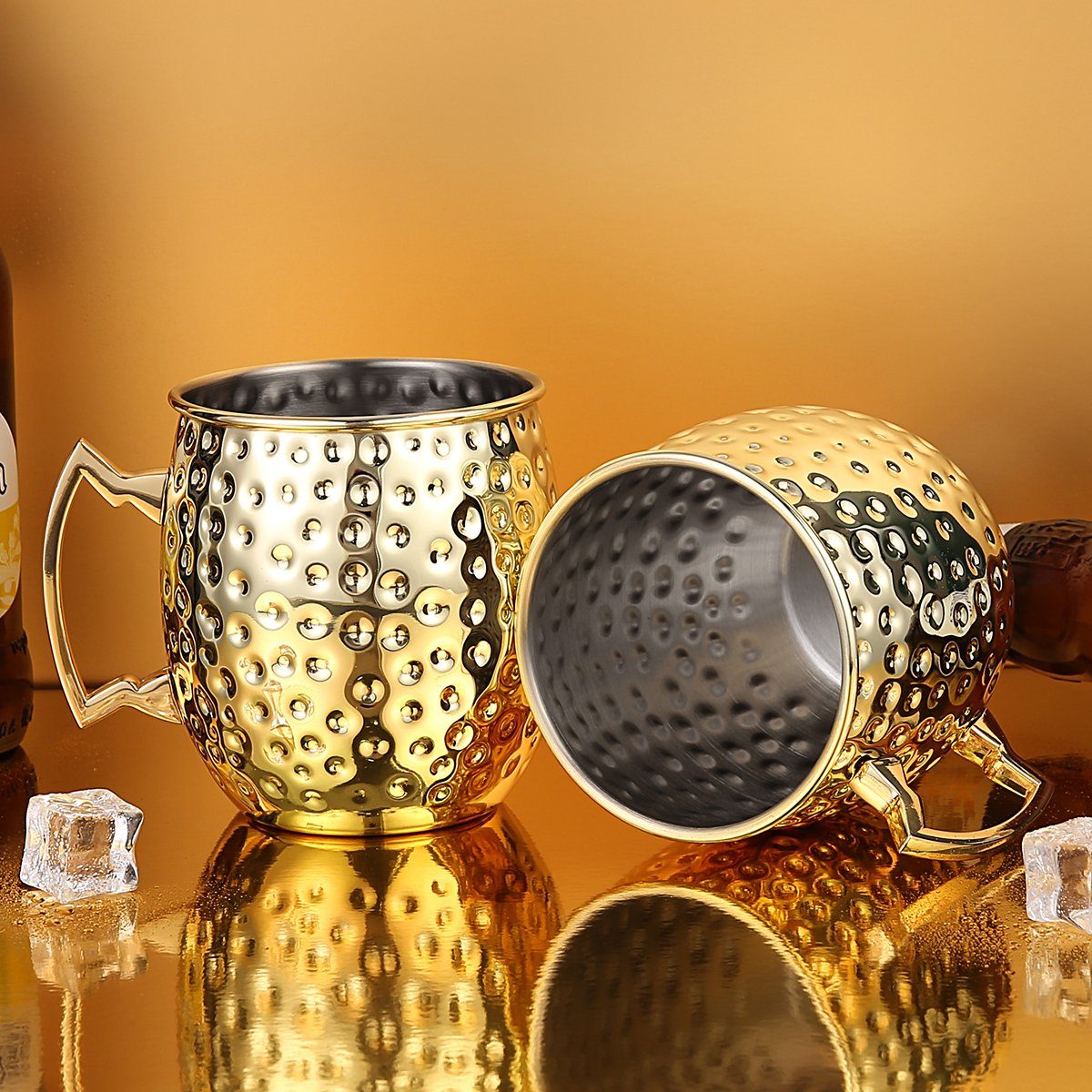 Faizee Möbel Tasse Cocktailglas Moscow Mule Becher Kupferbecher 500ml Fassungsvermögen, 4-tlg., Kupfer/Edelstahl