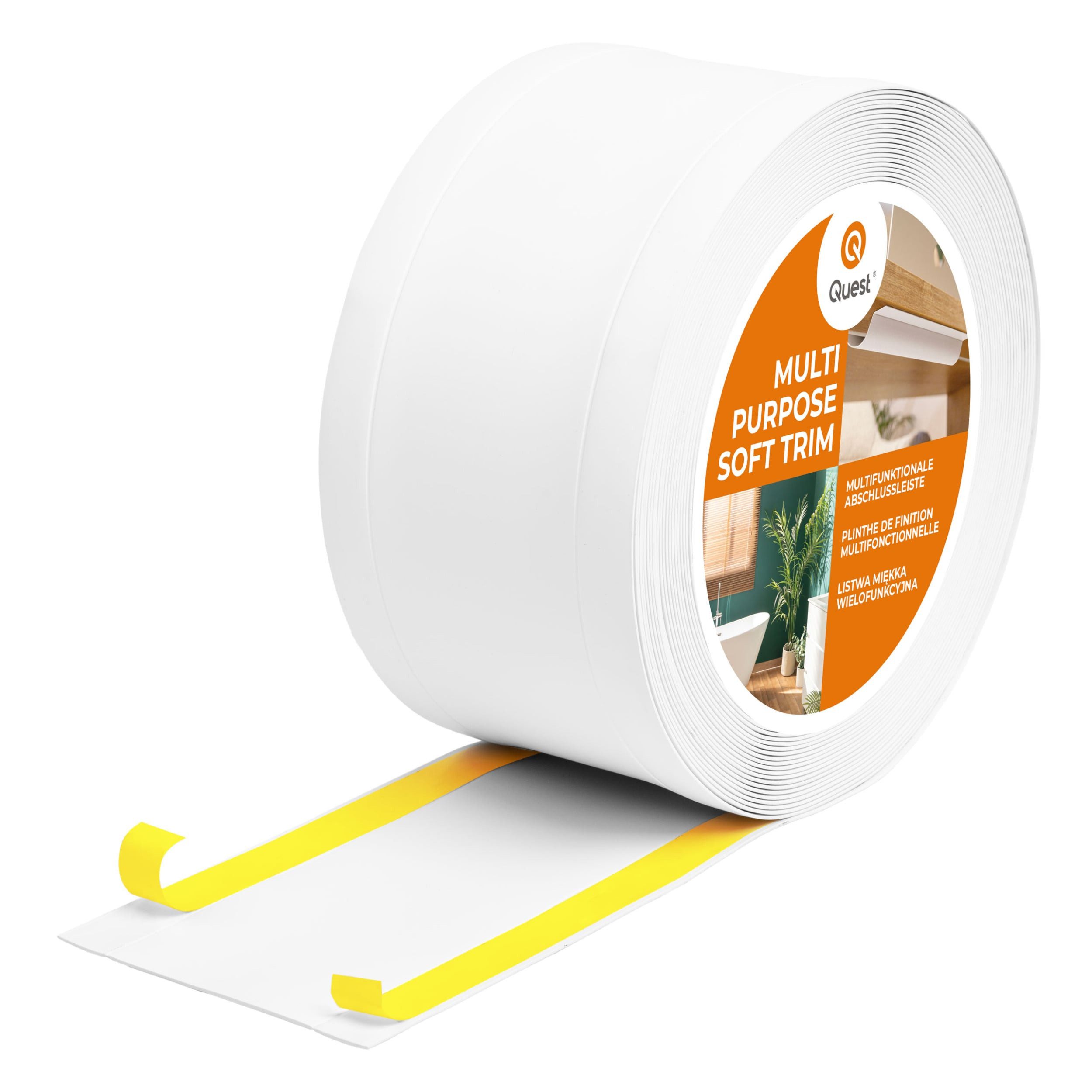 Quest Abschlussleiste Multifunktionsleiste W1 6in1 selbstklebend 75 mm, Selbstklebend, Kunststoff (PVC), 1-St., selbstklebend, 6in1, 75 mm, 5-m-Rolle