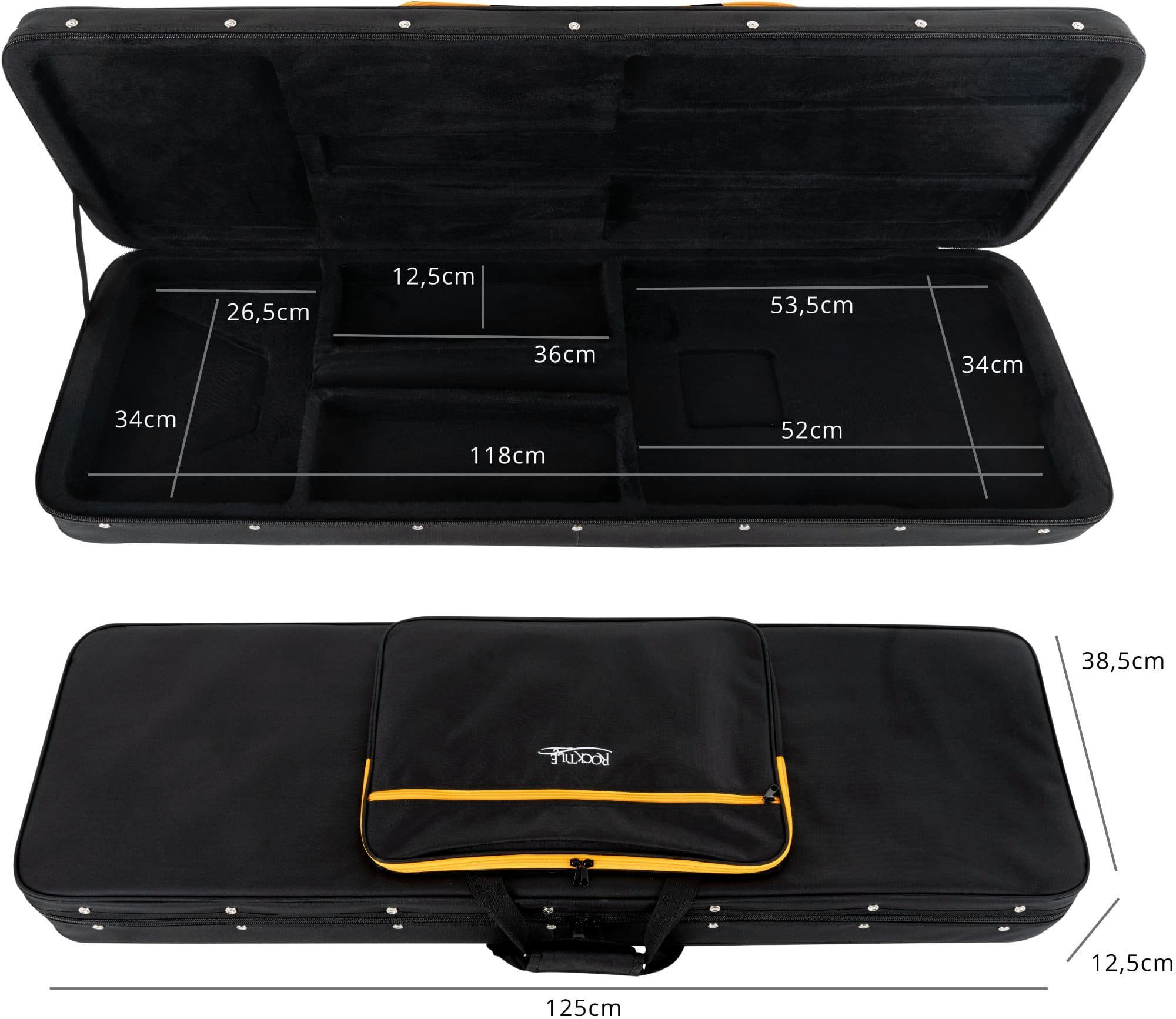 Rocktile Gitarrentasche EBSCR-2122BK Softcase Gigbag für E-Bass, gepolsterter Bass-Koffer mit Rucksackgarnitur