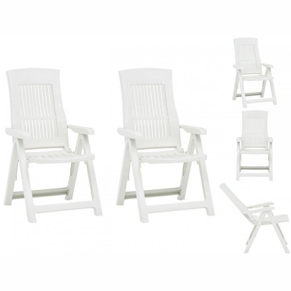 vidaXL Gartenstuhl Verstellbare Gartenstühle 2 Stk Kunststoff Weiß