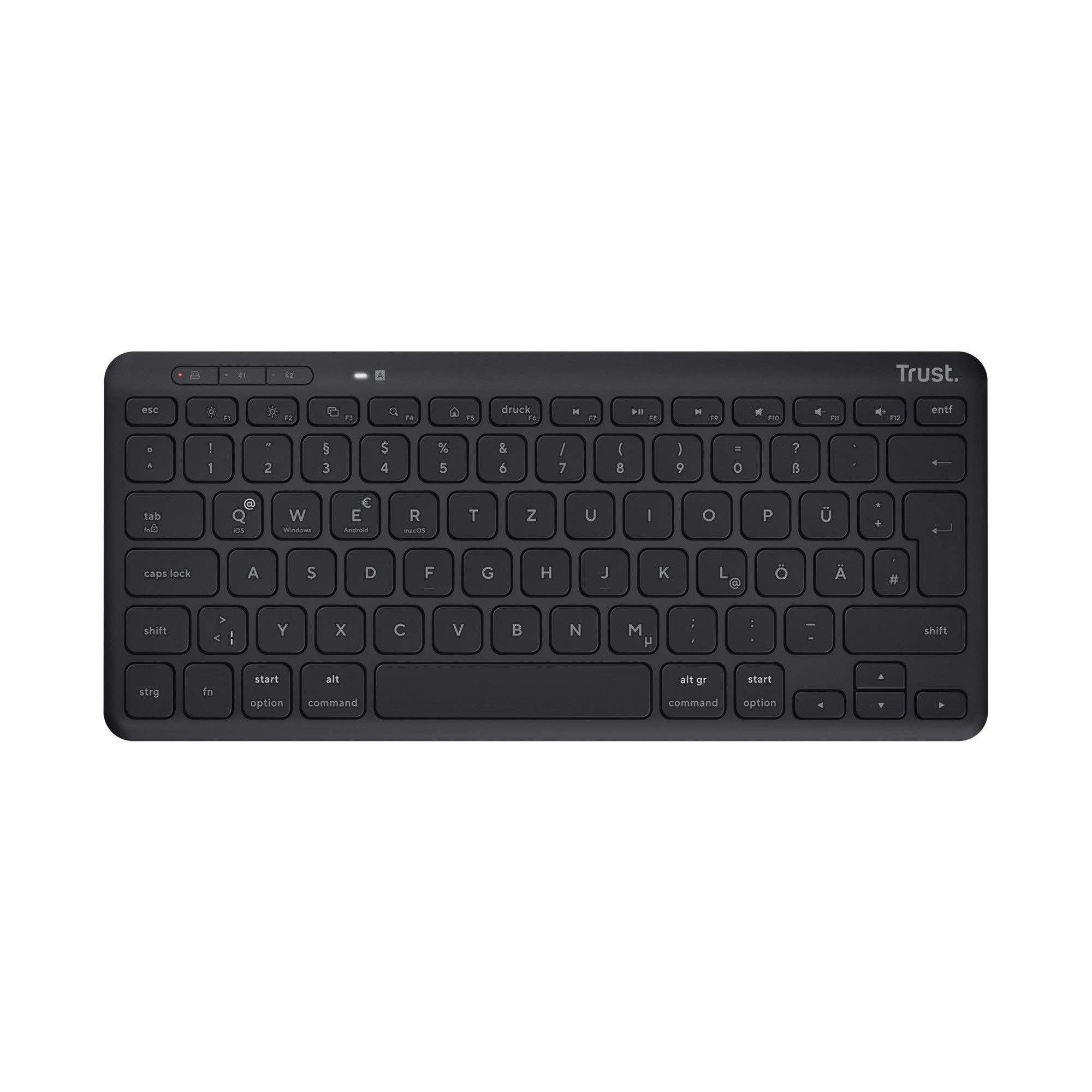 Trust Lyra Compact Tastatur kabellos Bluetooth für PC Tablet Smartphone Wireless-Tastatur