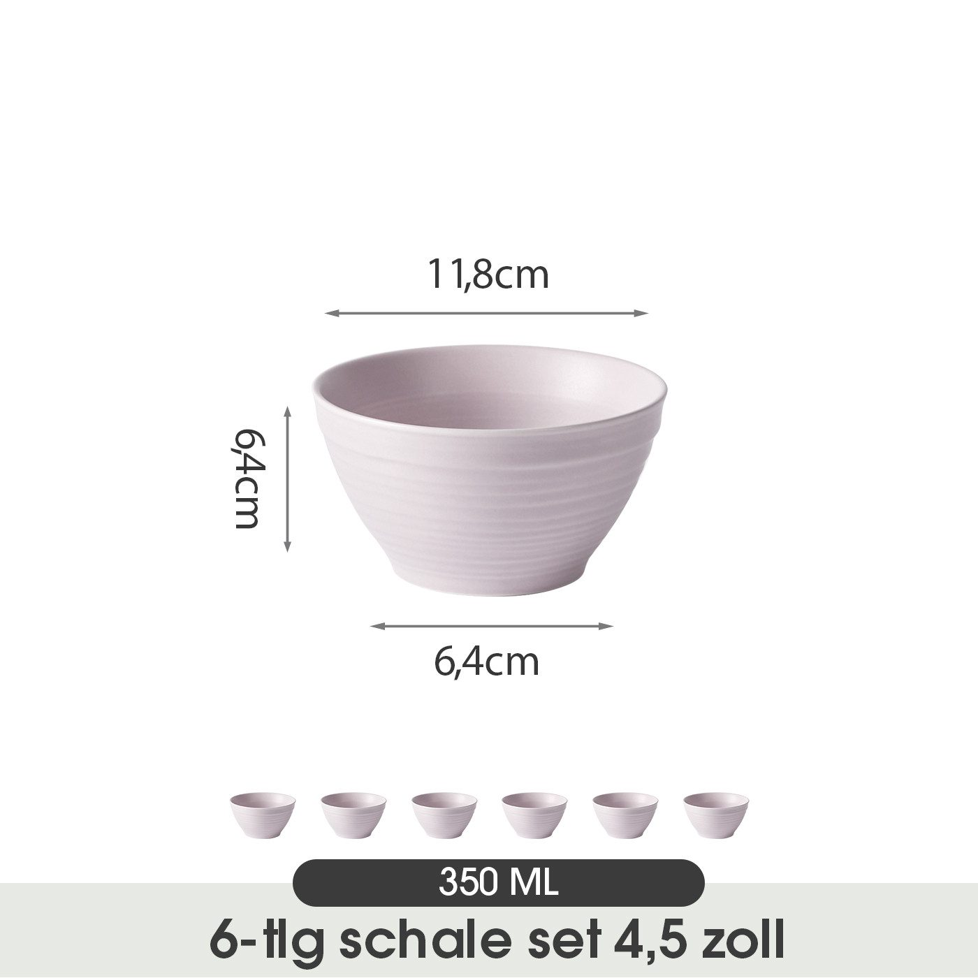 JIWOO Müslischale 6er Ø11,8cm, Frühstückschalen Eisschale Dessertschalen Schale, Keramik, (Schaleset, 6-tlg), Porzellan Hochwertiges Schalen Lila Mikrowellenofen Spülmaschine