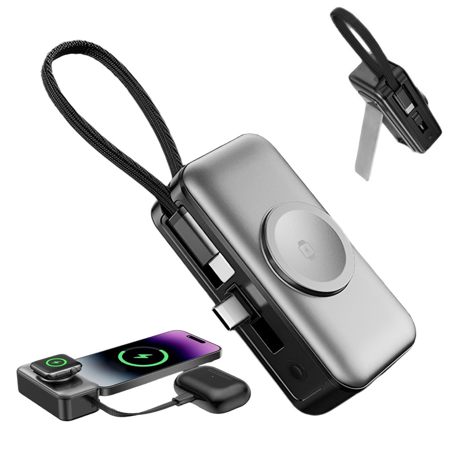 AIBISTAR 5000mAh Magnetische Powerbank, 22,5W, klappbarer Typ-C Powerbank, Integrierter Ständer,LED-Akkuanzeige in Echtzeit
