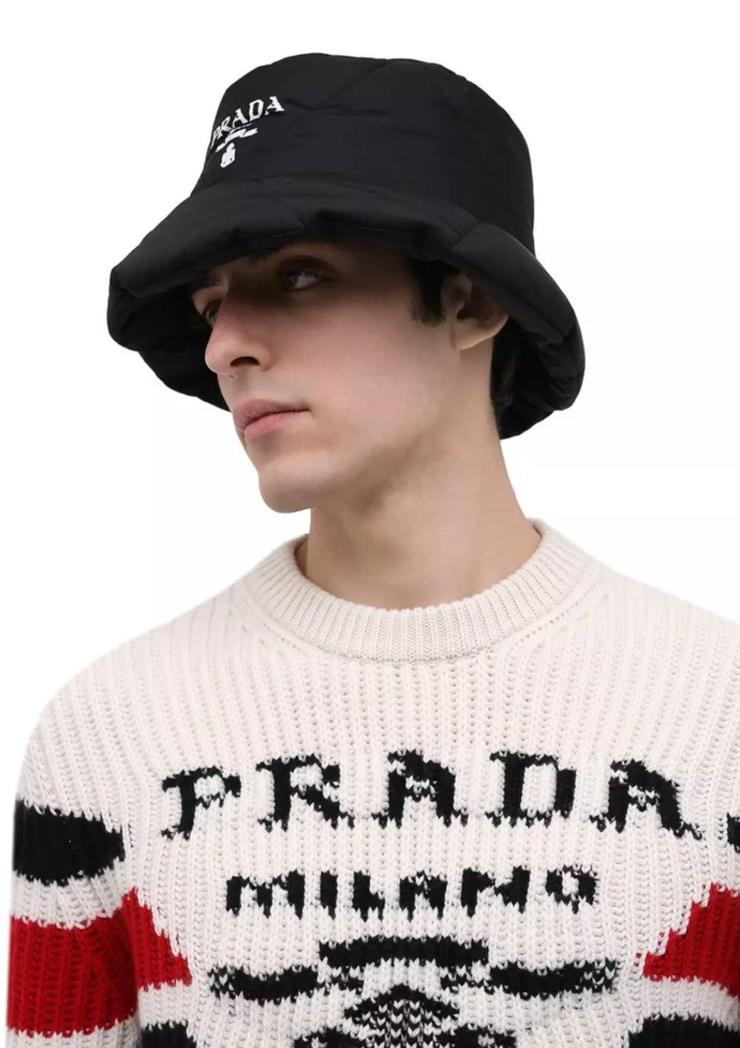 PRADA Fischerhut Wattierter Hut Logo Bucket Fisherman Mit Staub Tasche Unisex-Design – Perfekt für Damen und Herren gleichermaßen