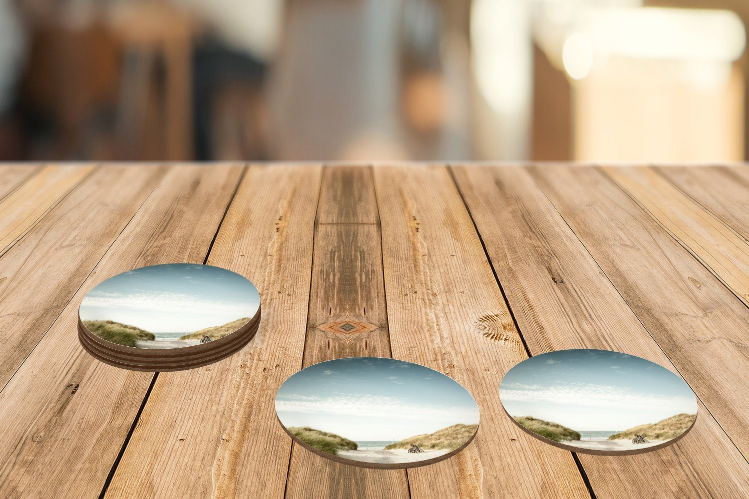 Getränkeuntersetzer, für Gläser, Himmel, 6-tlg., - Zubehör Düne Glasuntersetzer Tasse, Strand Tassenuntersetzer, Korkuntersetzer, - MuchoWow Becher