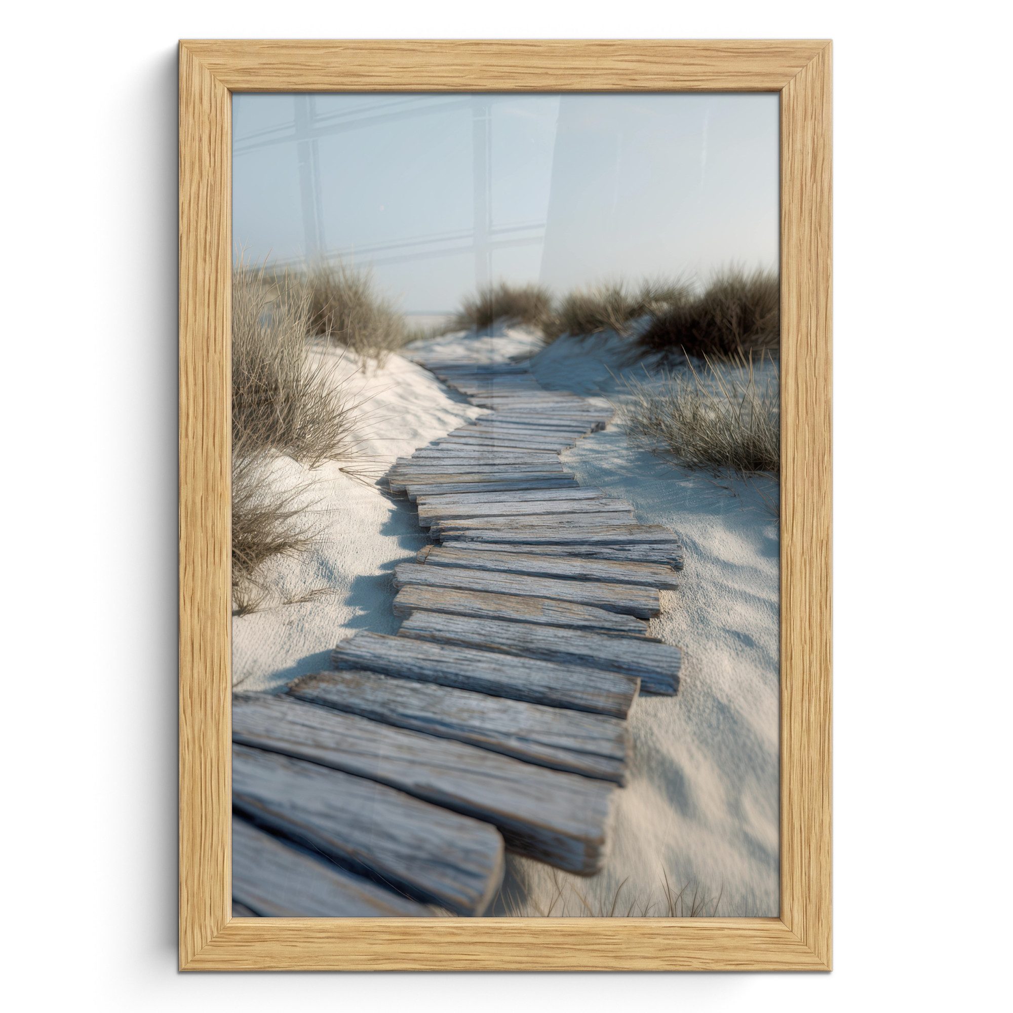 MuchoWow Poster Pfad - Regale - Dünen - Gras, (1 St), Bilderrahmen, Zimmer Deko, Bild für Wohnzimmer, 20x30 cm