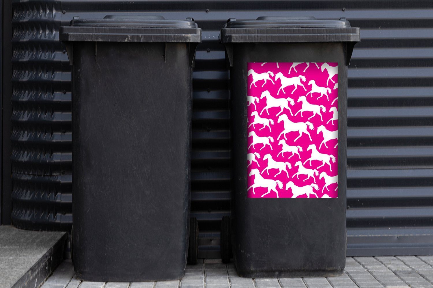 MuchoWow Wandsticker Pferde - Rosa Container, Mädchen - St), Mädchen Mülleimer-aufkleber, Abfalbehälter Sticker, - Mülltonne, Kinder - (1 Weiß 