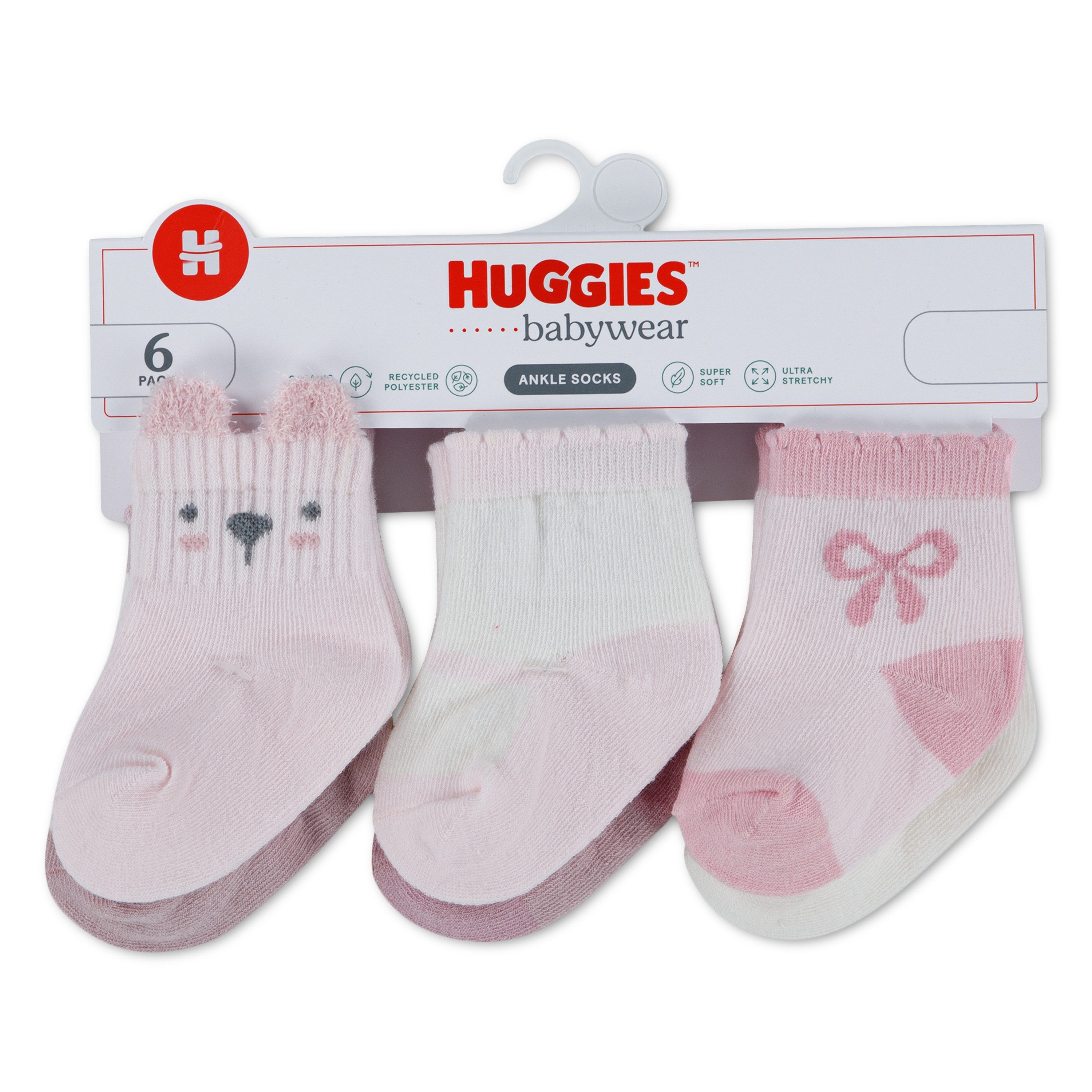 HUGGIES babywear Kurzsocken HGHG 6PK QUARTER SOCK (Packung, 6-Paar) 6er Pack Baby-Socken mit Tier-Motiven/für Girls