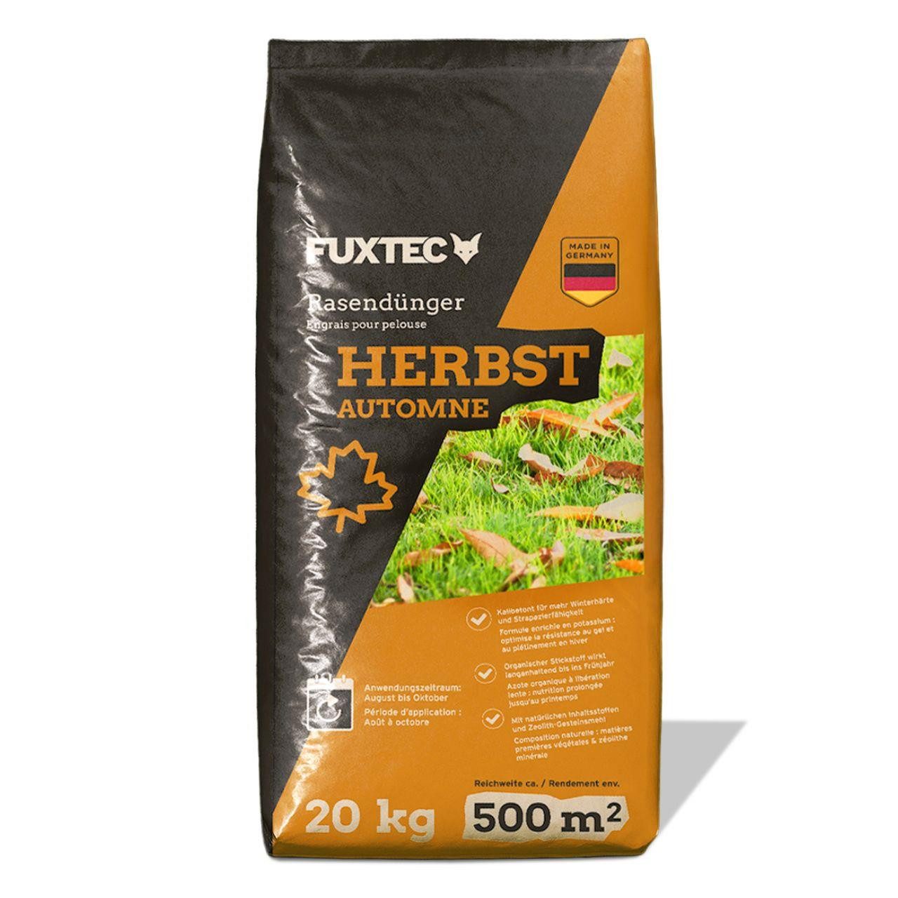 FUXTEC Rasendünger FX-RDH20, 1-St., Kaliumhaltiger Dünger für den Herbst, bis 1000m², 20kg Granulat