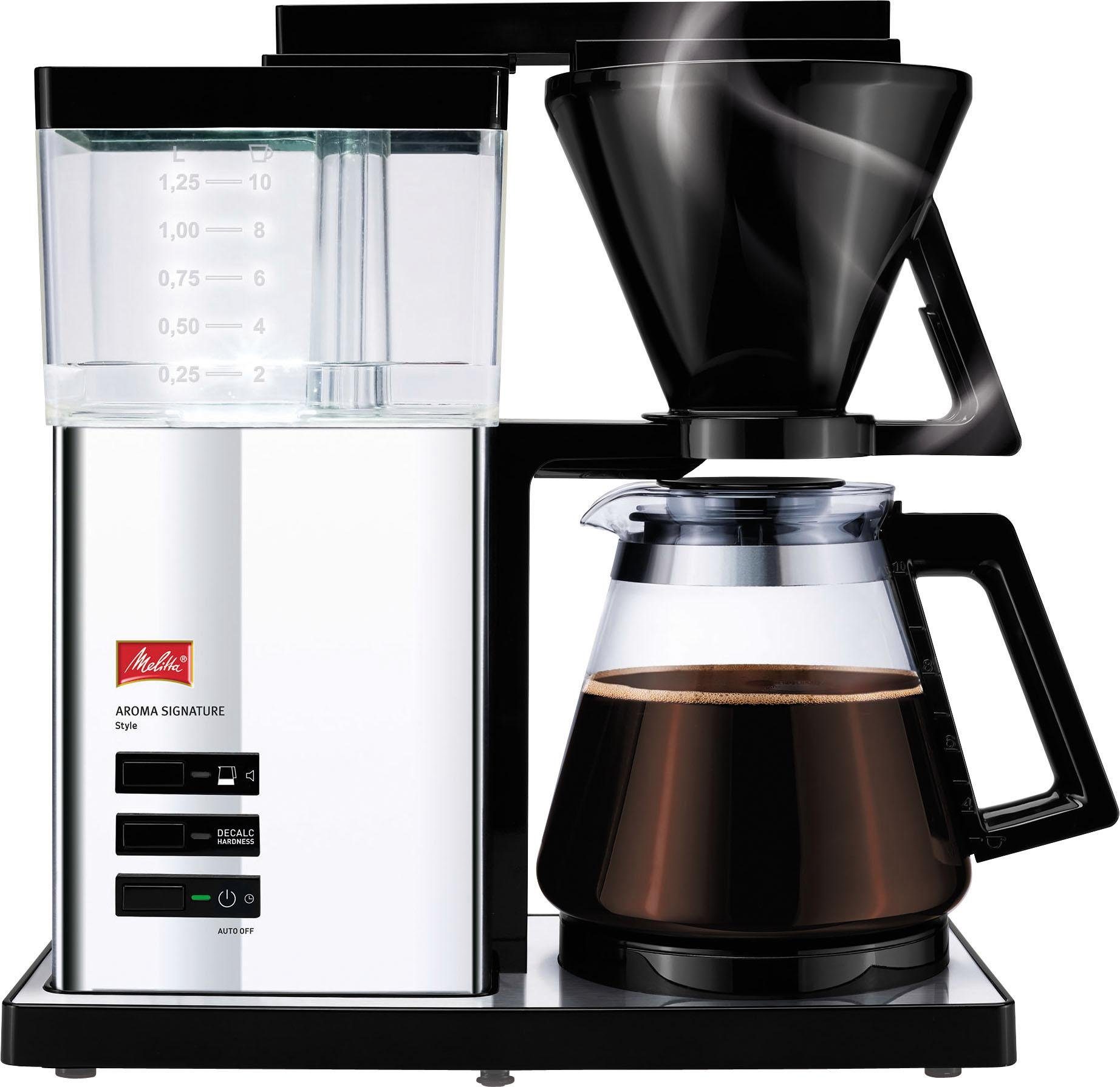 100704, "Style" Deluxe Kaffeekanne, Signature Aroma Filterkaffeemaschine 1,2l Melitta 1x4 Papierfilter