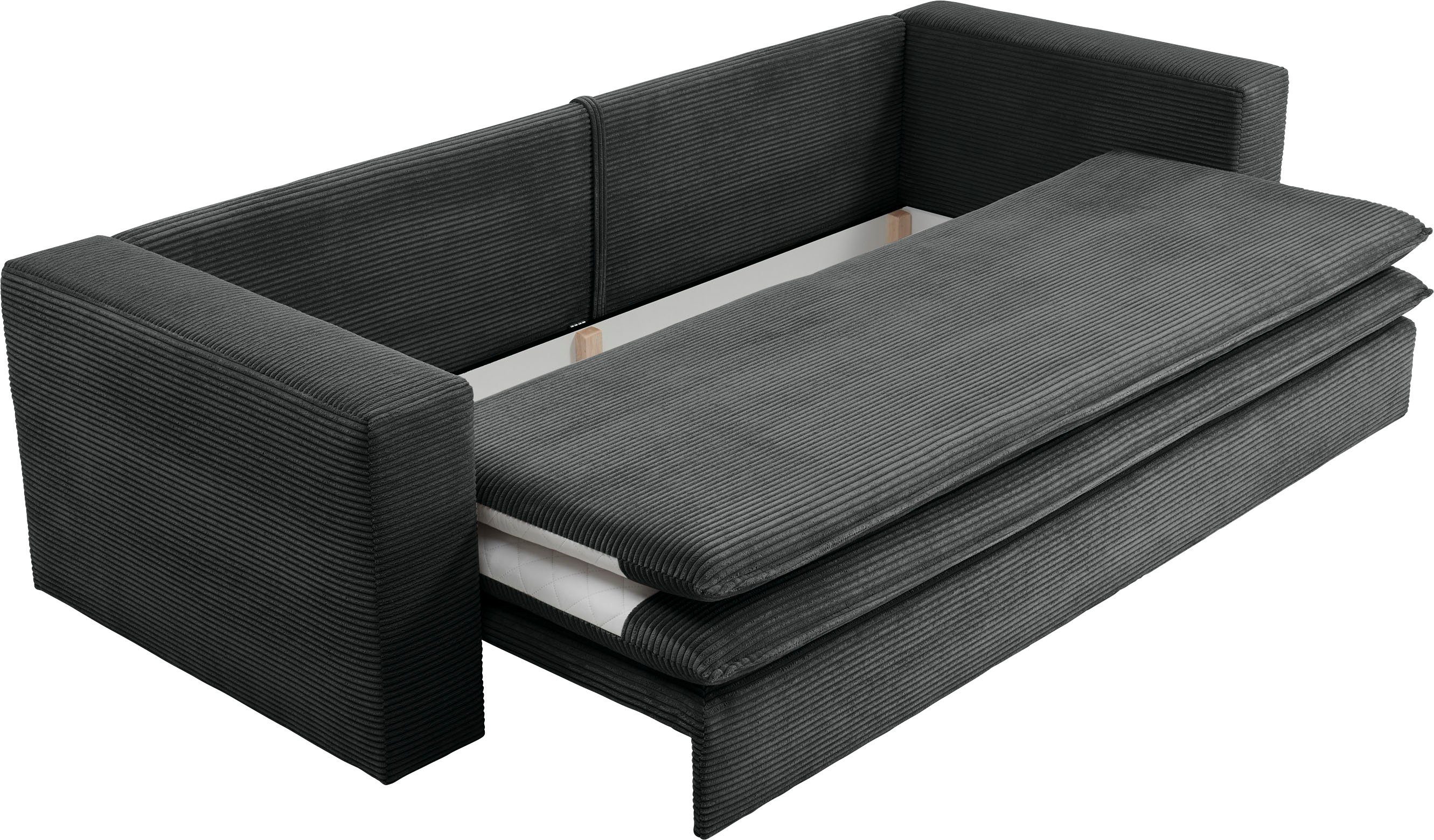 of Bettfunktion Style Anthrazit Sitzgruppe Loveseat-Hocker (2-tlg), Set 3-Sitzer-Sofa im Places und mit PIAGGE,
