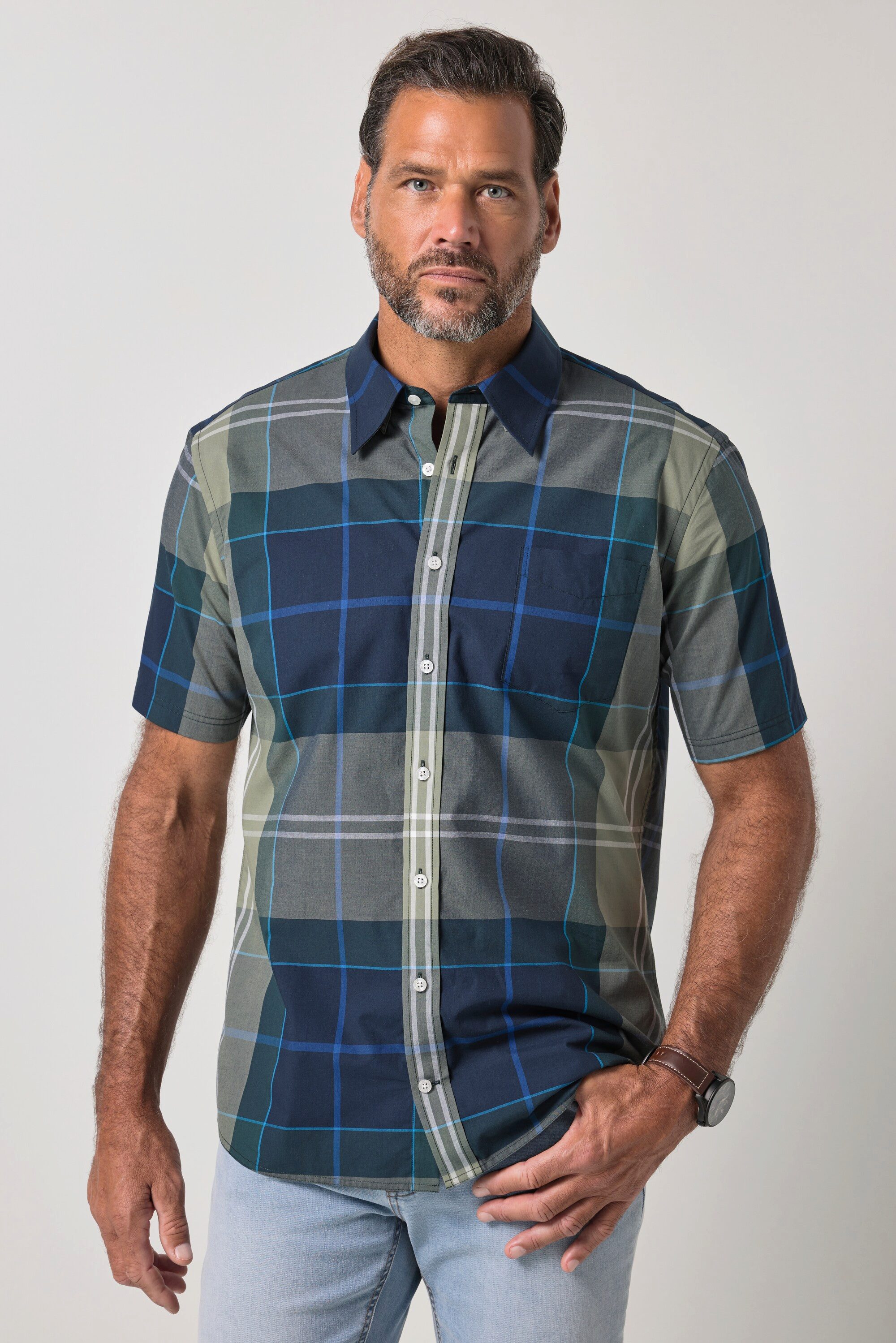 Kurzarmhemd Karohemd Halbarm Modern Fit bis 8XL