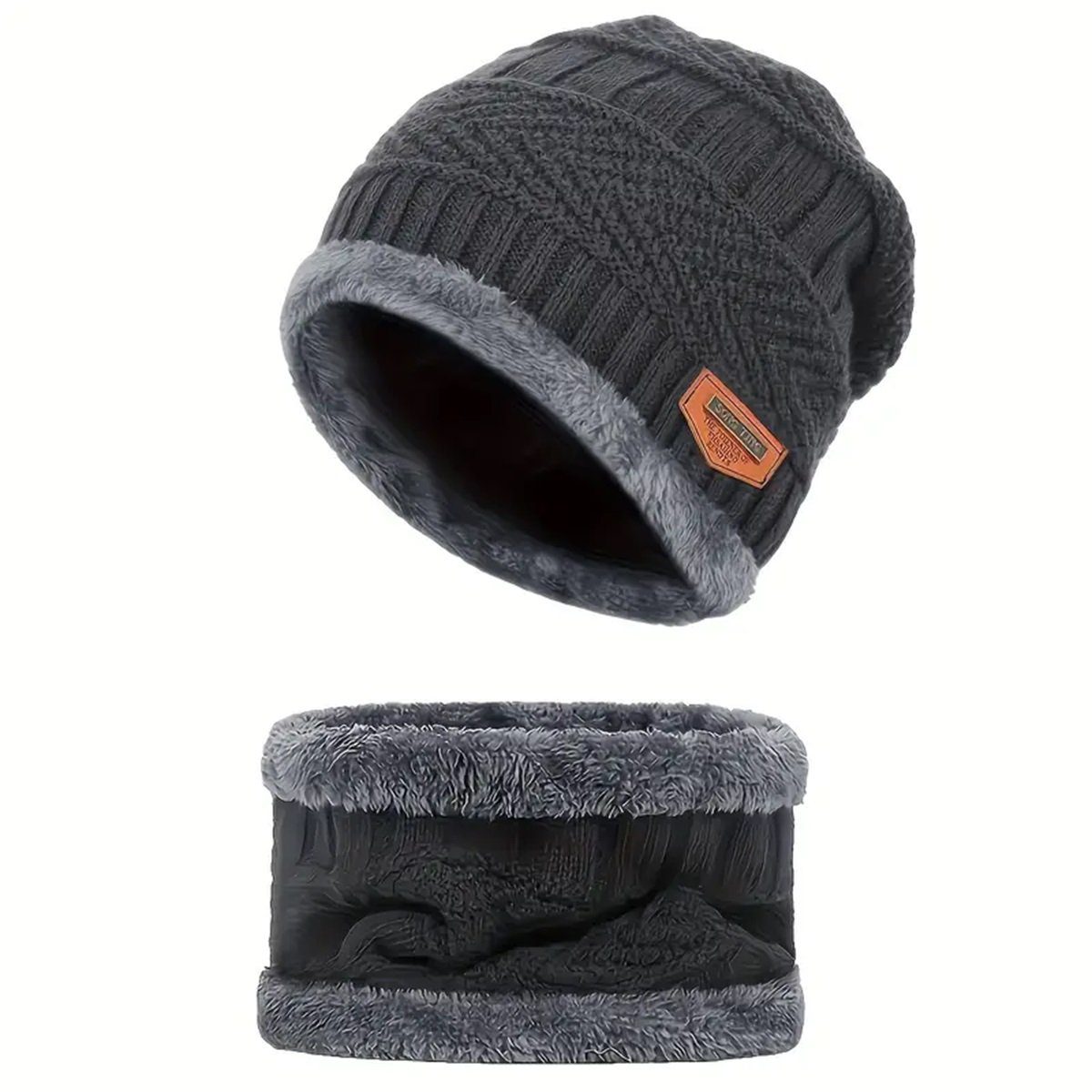 Selef Creation Mütze & Schal Warmes Beanie Mütze Schal Set für Winter, Gefüttert (2)