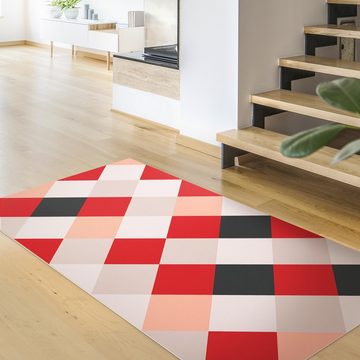 Läufer Teppich Vinyl Flur Küche Muster funktional lang modern, Bilderdepot24, Läufer - rot glatt