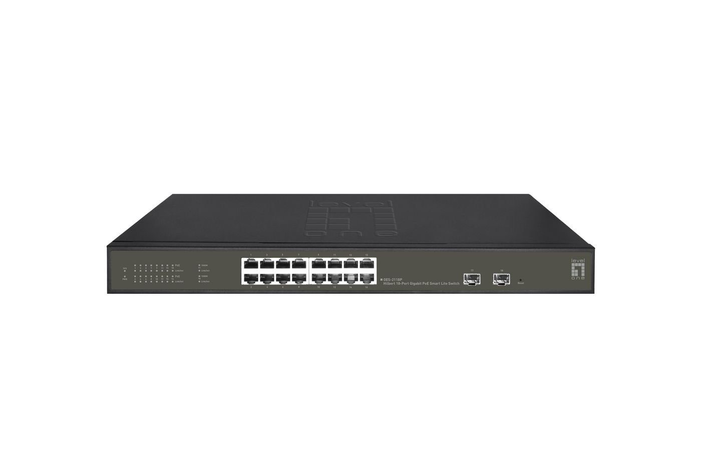 LEVELONE Switch 16x GE GES-2118P 2xGSFP 19" 230W 16xPoE+ Netzwerk-Switch