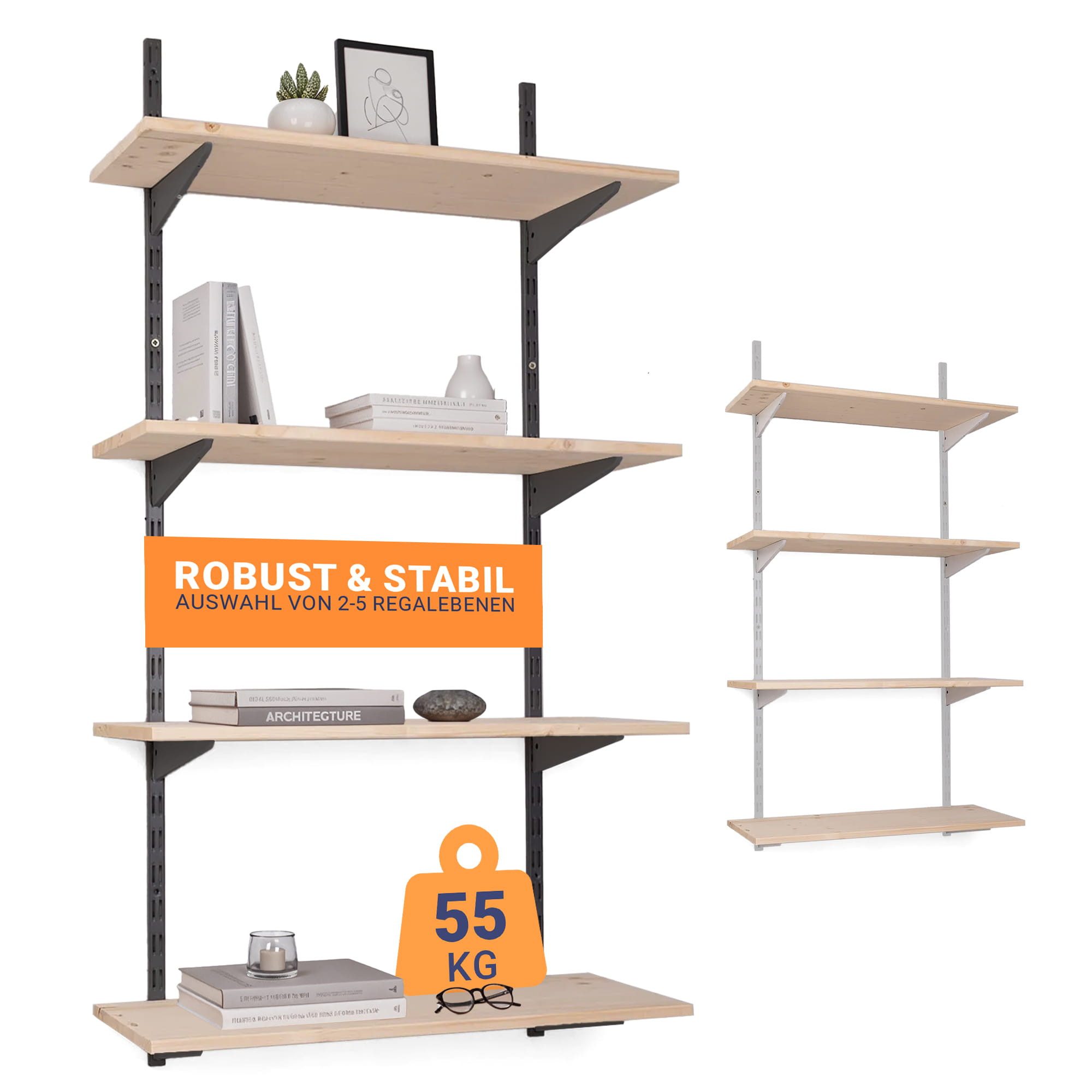 BOOMET Wandregal Regal Bausatz anthrazit, 80 12-tlg., Wandboard Bücherregal günstig online kaufen