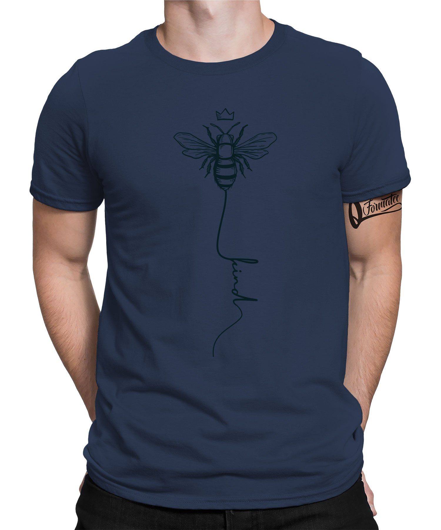 Quattro Formatee Kurzarmshirt Bee Biene kind - Imker Honig Herren T-Shirt (1-tlg) Navy Blau