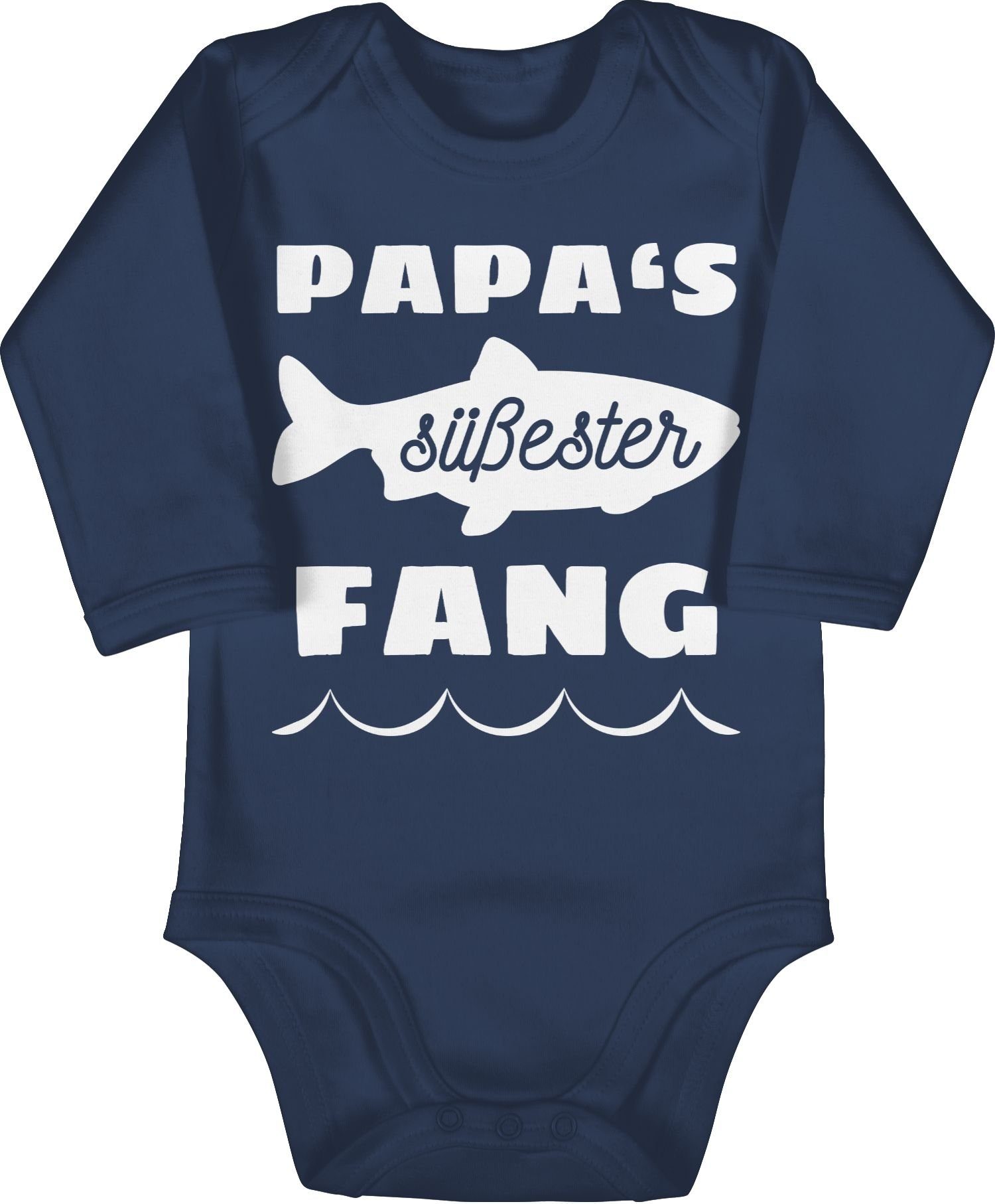 Blau 2 Navy Geschenk Baby Shirtbody Fang süßester Papas Vatertag Shirtracer
