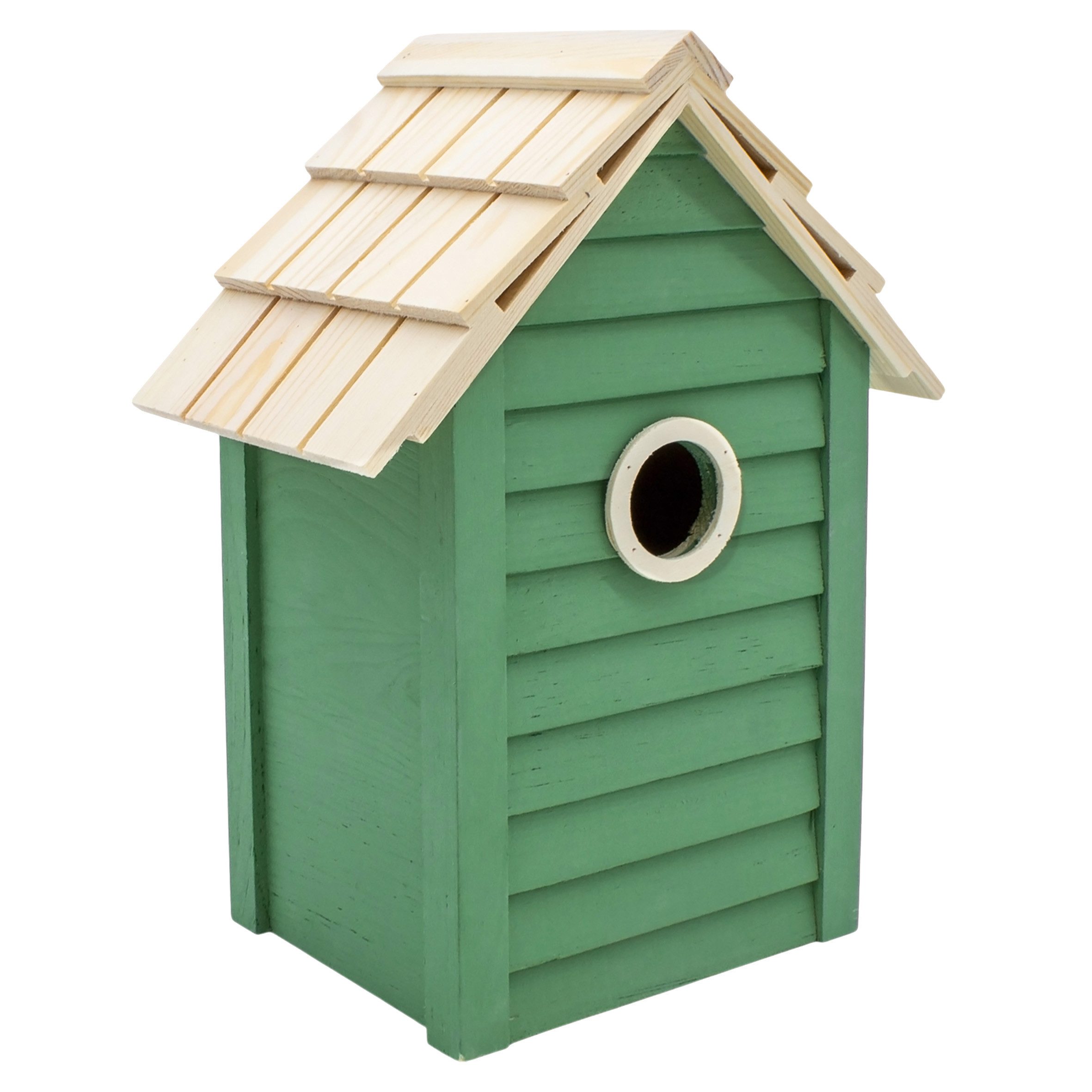 Spetebo Nistkasten Holz Vogelhäuschen grün zum HInstellen - 25 x 18 cm, für die saisonale Dekoration oder als Geschenkidee