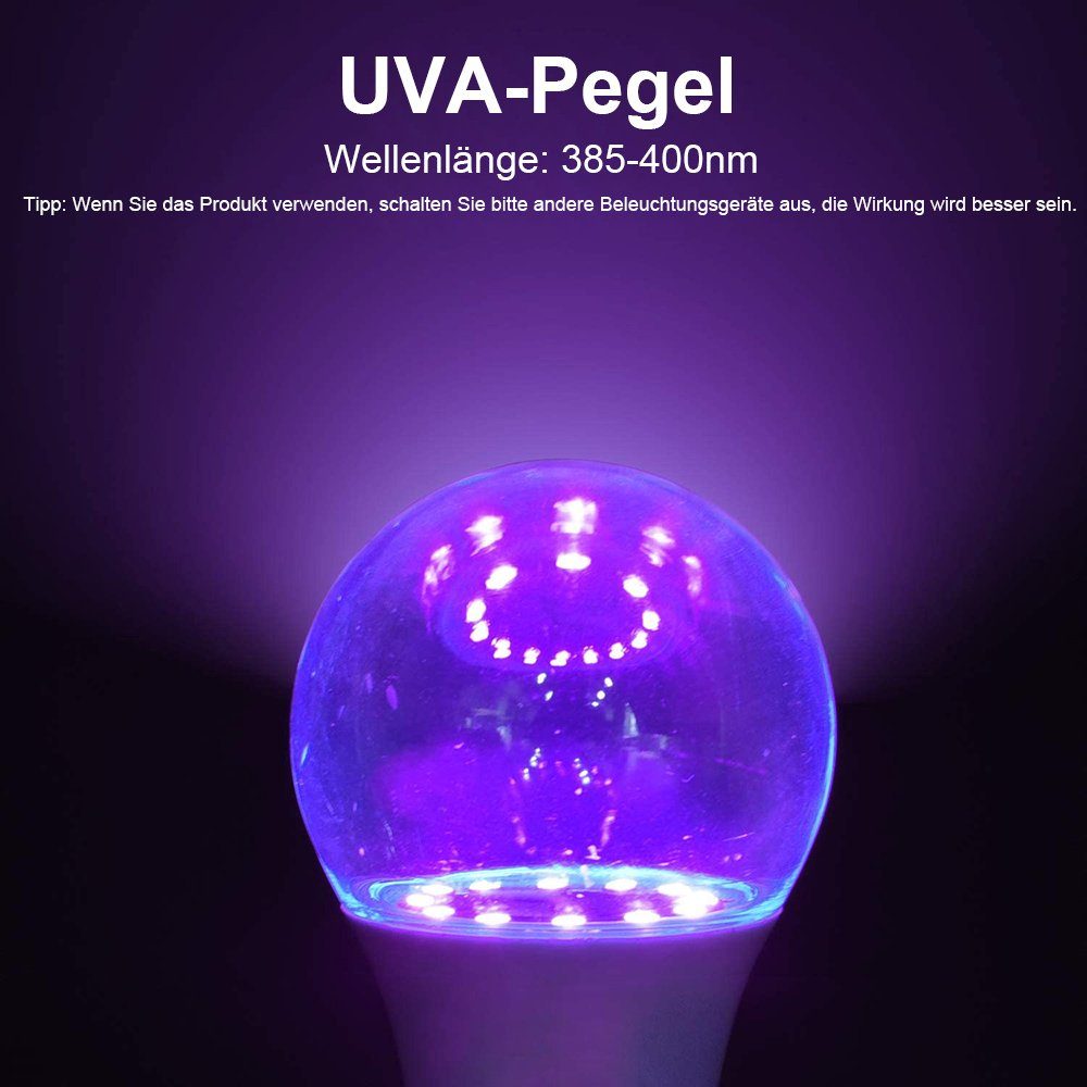 Sunicol LED Niveau Discolicht UVA 395-400nm E26/E27, 9W