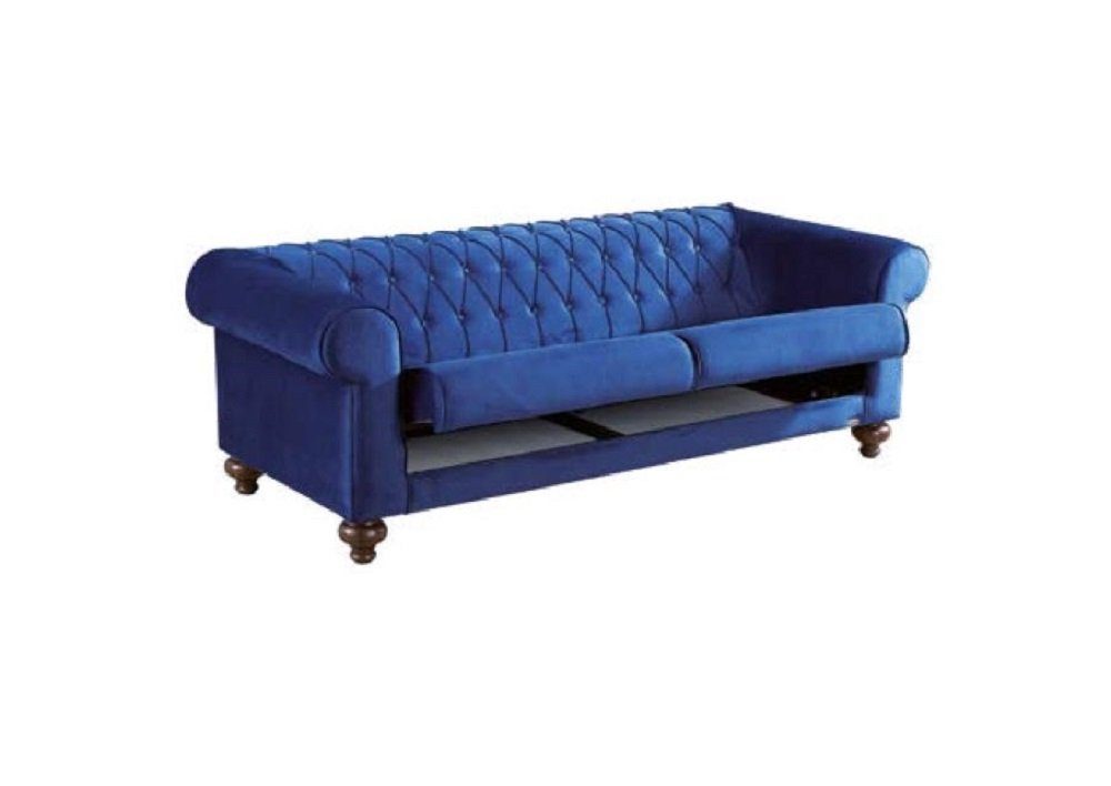 Sofas Dreisitzer Made Sitzer Europe Stil Stoff Möbel, Couch Blauer Textil in Couchen Sofa 3 JVmoebel