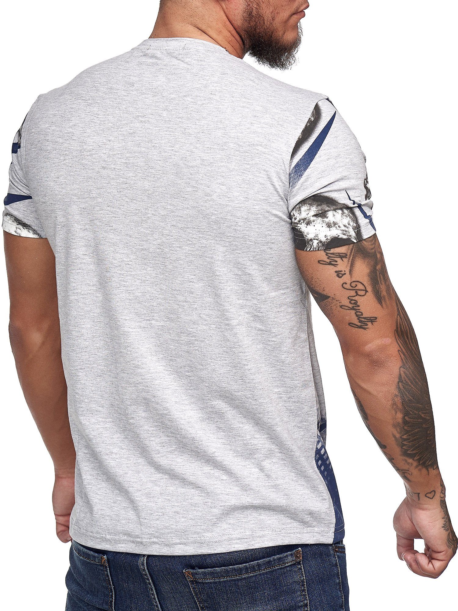 Freizeit im modischem Fitness T-Shirt Design) Casual (Shirt OneRedox Tee, Kurzarmshirt Grau Polo TS-19-1194C 1-tlg.,