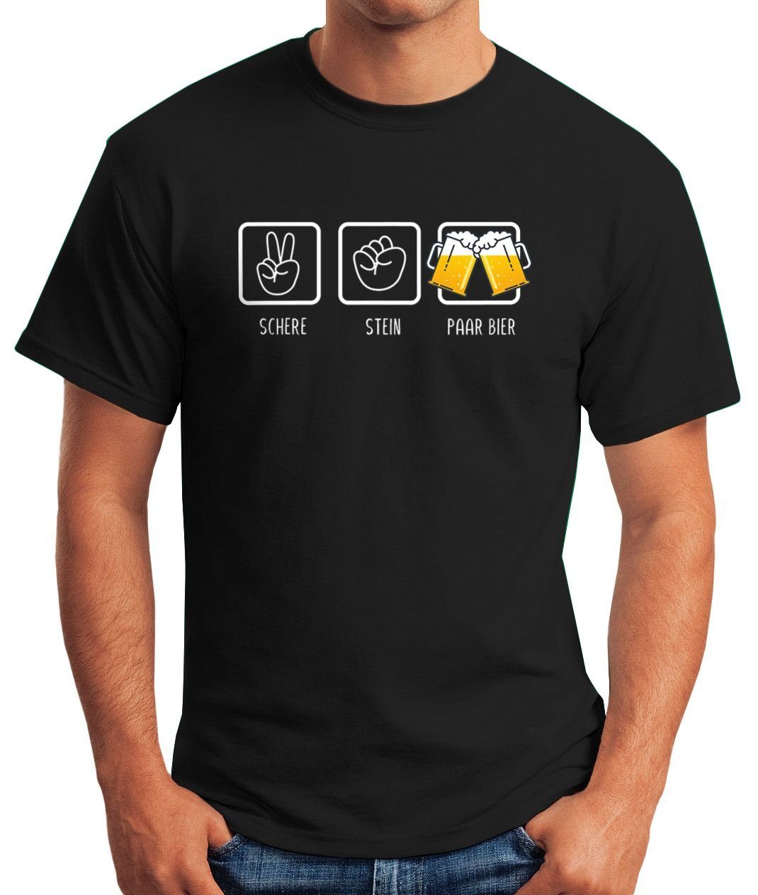 MoonWorks Print-Shirt Herren T-Shirt Schere, Stein, paar Bier lustiges Trin günstig online kaufen