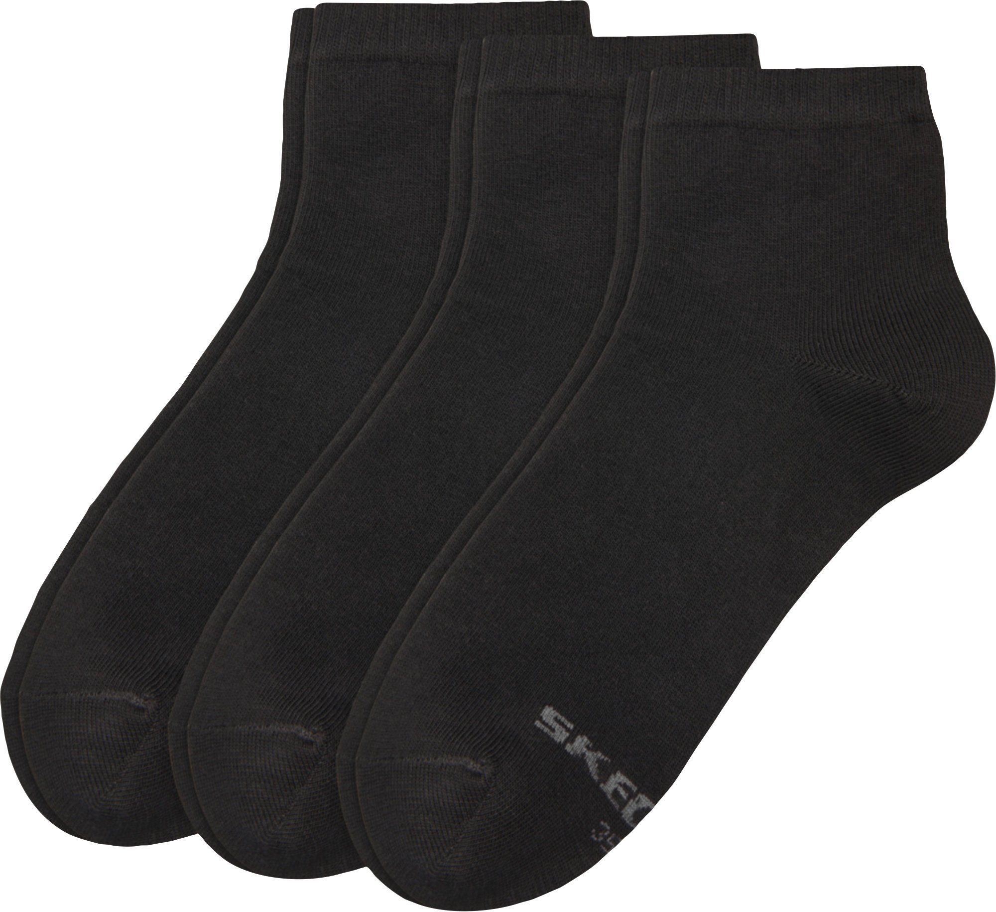 schwarz 3 Socken Skechers Damen-Kurzsocken Uni Paar