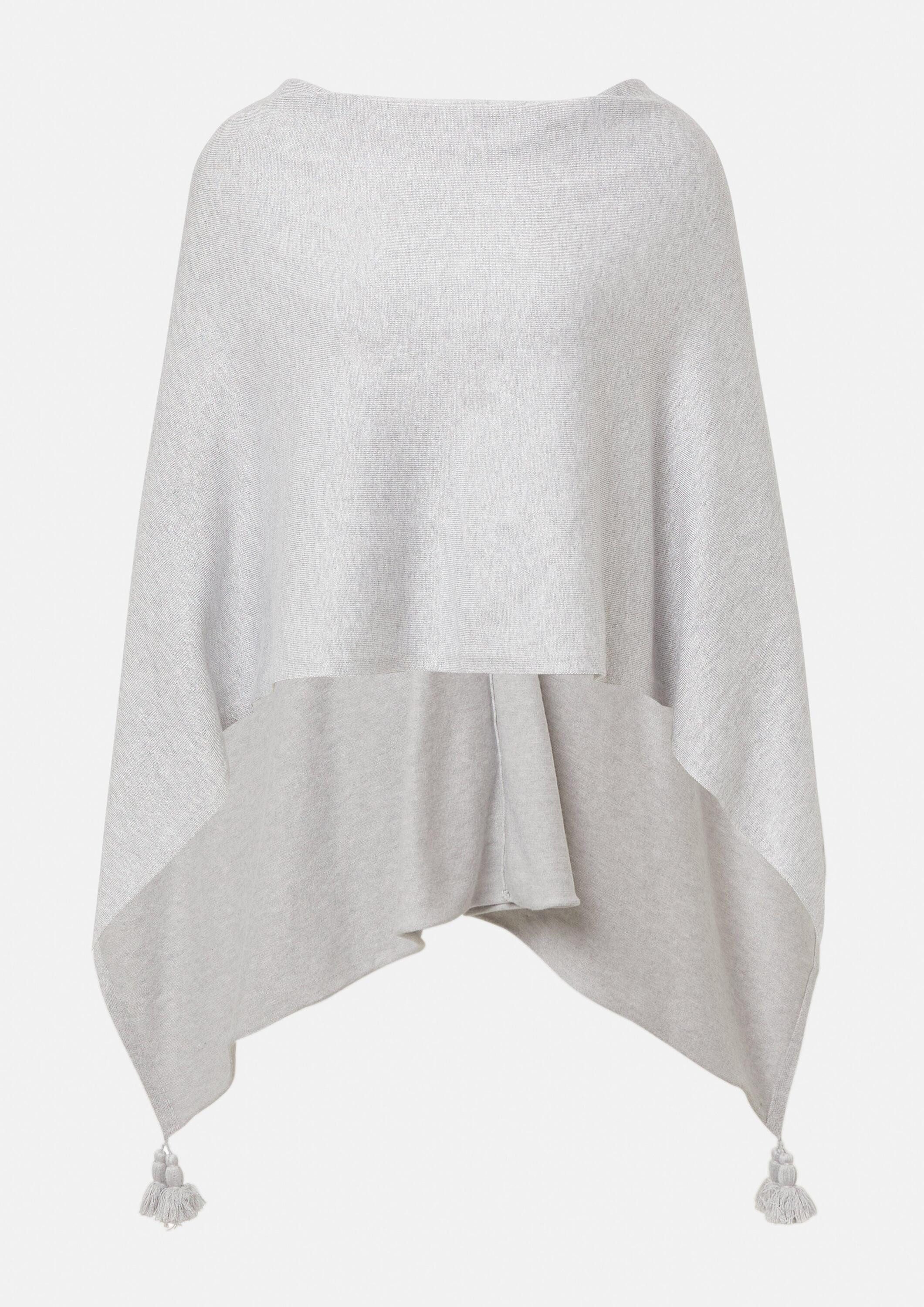 comma Poncho Indoor-Poncho Weicher Feinstrick-Poncho mit Quasten
