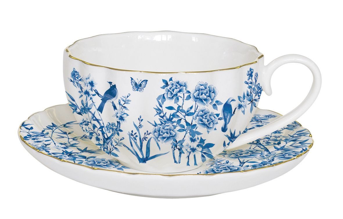 EasyLife Tasse Paradise Garden, Porzellan, Handwäsche Empfohlen, Mehrfarbig, Blumen und Vogel, H: 7cm