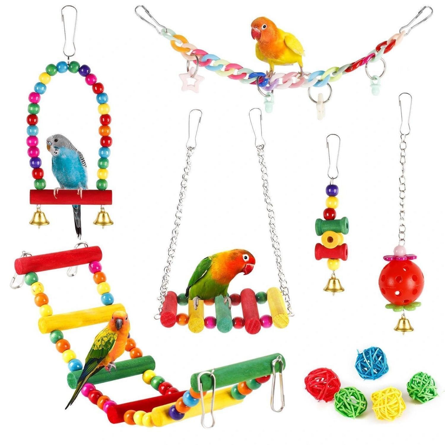 LuxusKollektion Vogelspielplatz Vogelspielzeug Set 11 Stk. f. Wellensittich Papagei