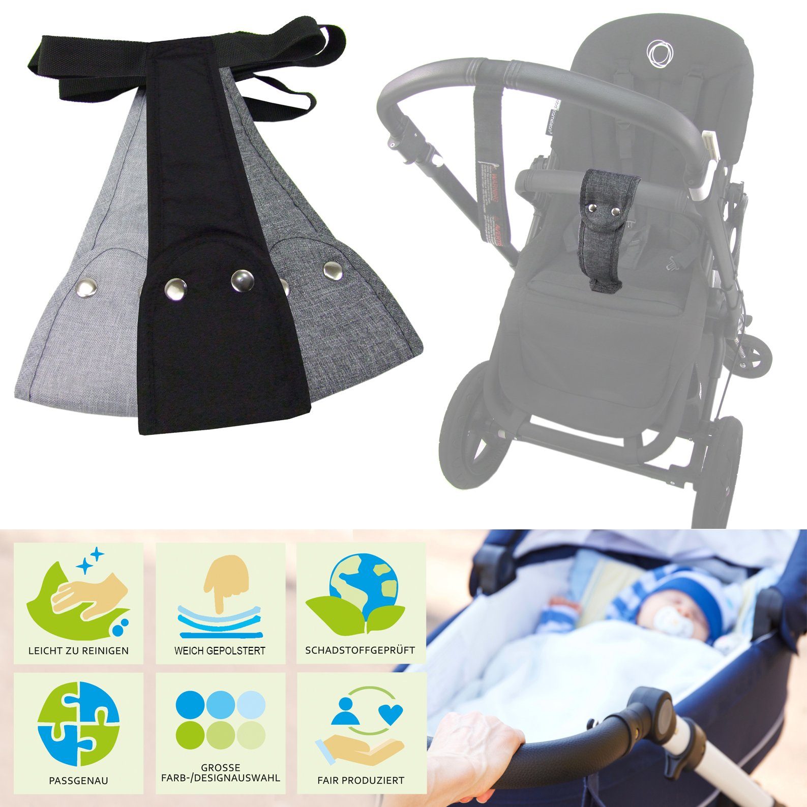 BambiniWelt by Rafael K. Jogger-Kinderwagen Schrittgurt Rutschgurt Haltegurt für Kinderwagen z.B. Bugaboo