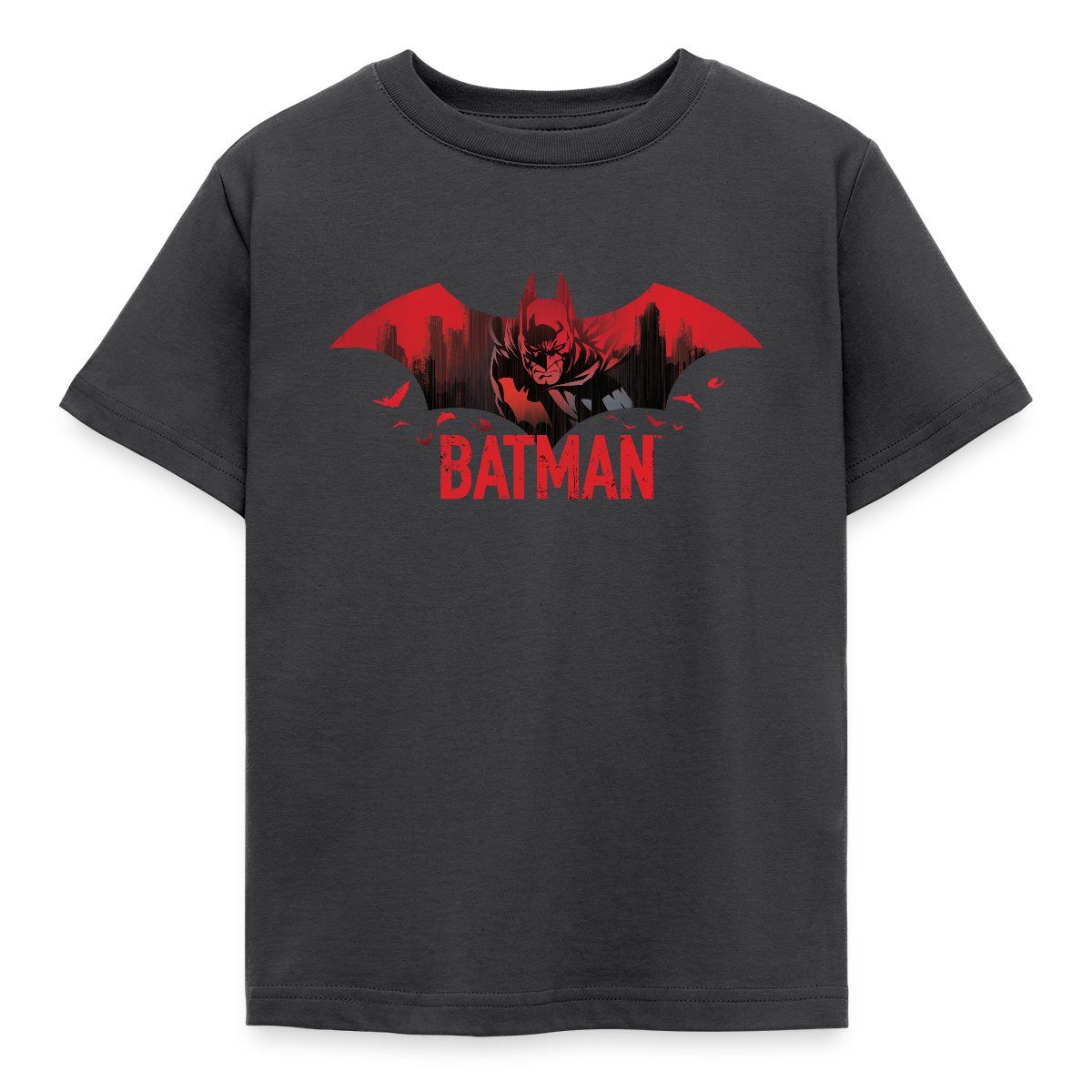 T-Shirt Batman Mit Fledermäusen Und Rotem Batman-Logo Kinder T-Shirt