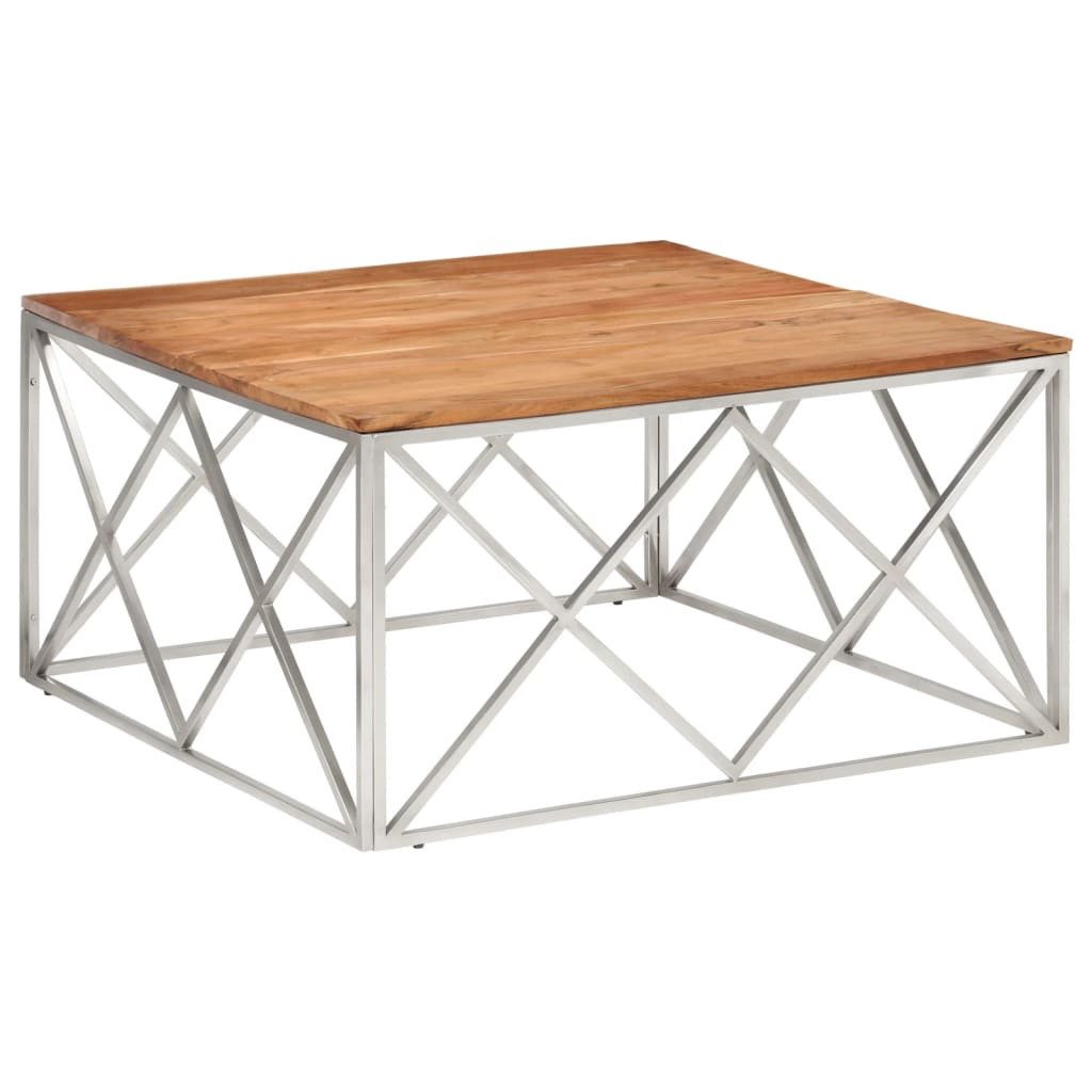 Couchtisch Couchtisch Silbern Edelstahl und Massivholz