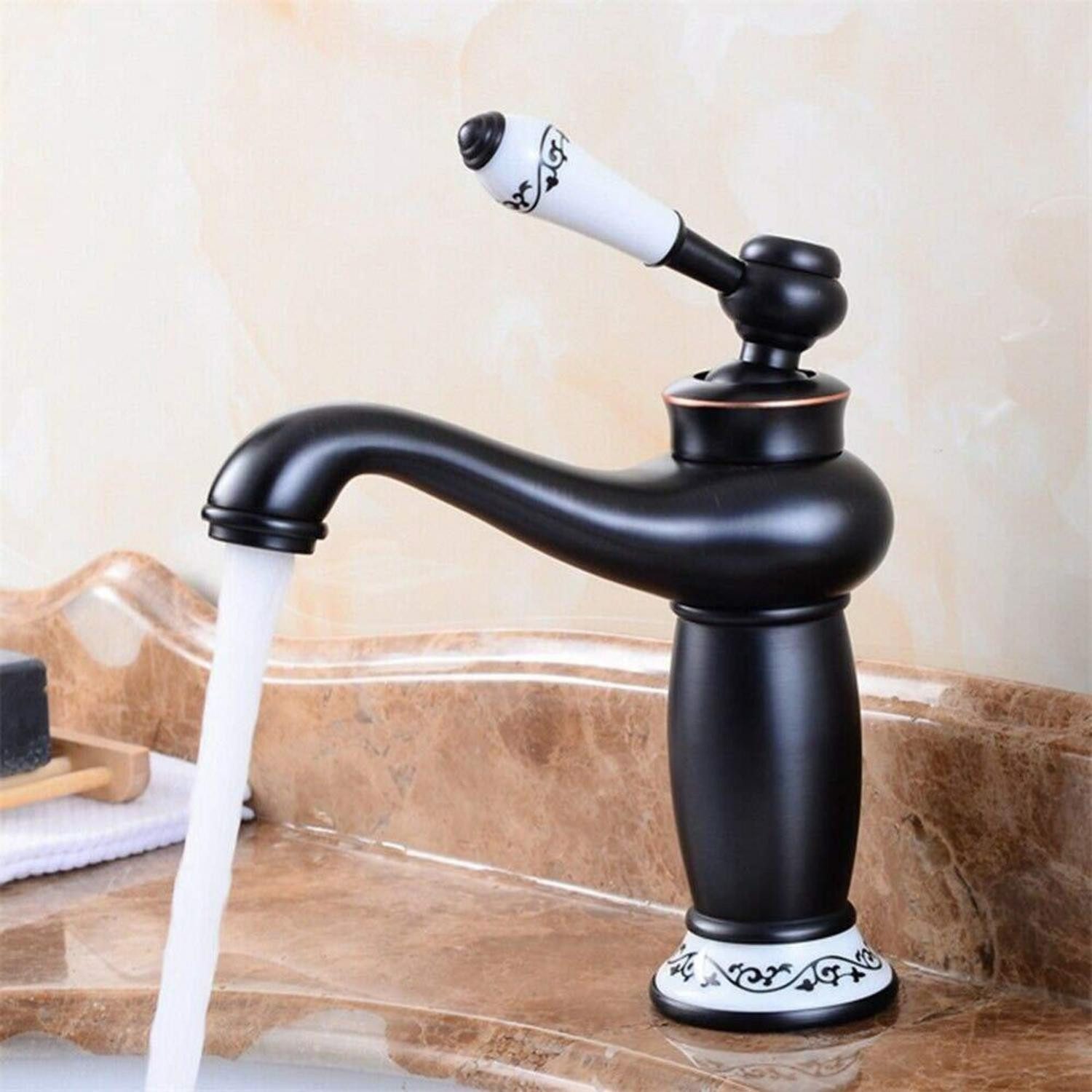 LuxusKollektion Waschtischarmatur Waschbeckenarmatur Vintage Schwarz Einhebelmischer retro (1-St)