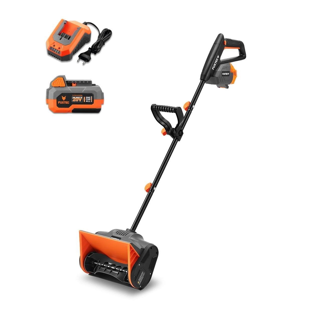 FUXTEC Akku-Schneefräse FX-E1SCH20SET, 300 cm Arbeitsbreite, 300 W, Räumbreite 30cm, bis 15cm Schneehöhe, 6m Auswurfweite, kompakt