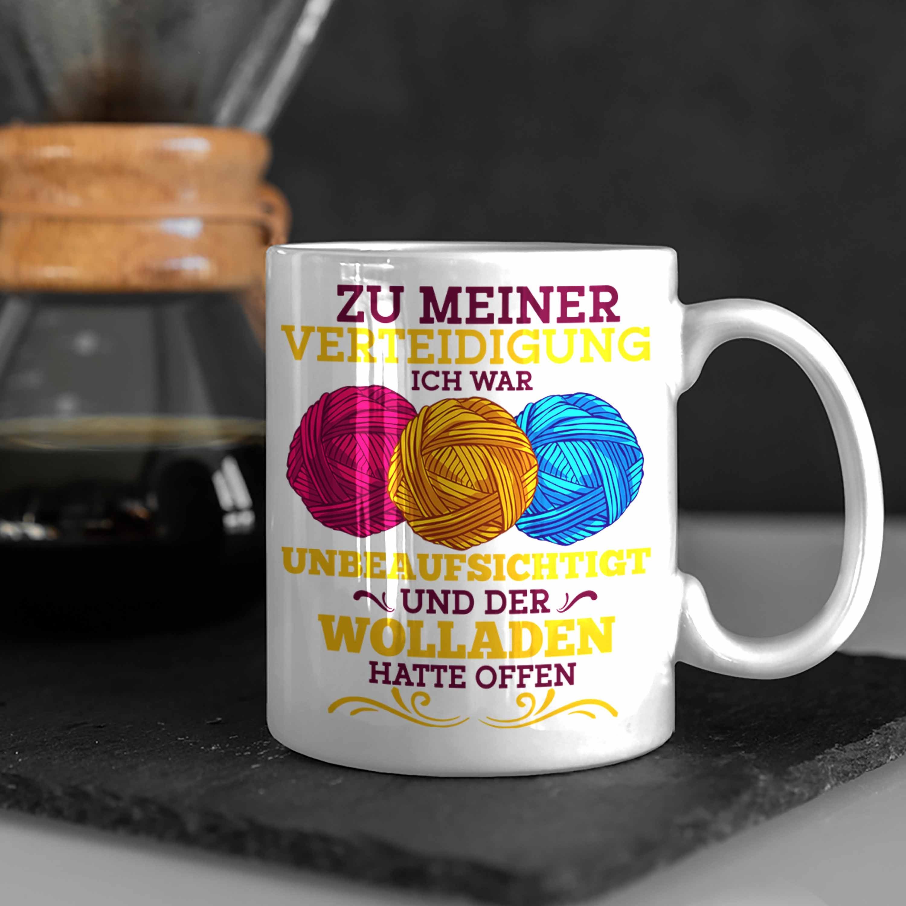 Oma Häkel-Tasse Weiss Stricken Strick Rentne Trendation Häkeln Geschenk Tasse Lustige Spruch