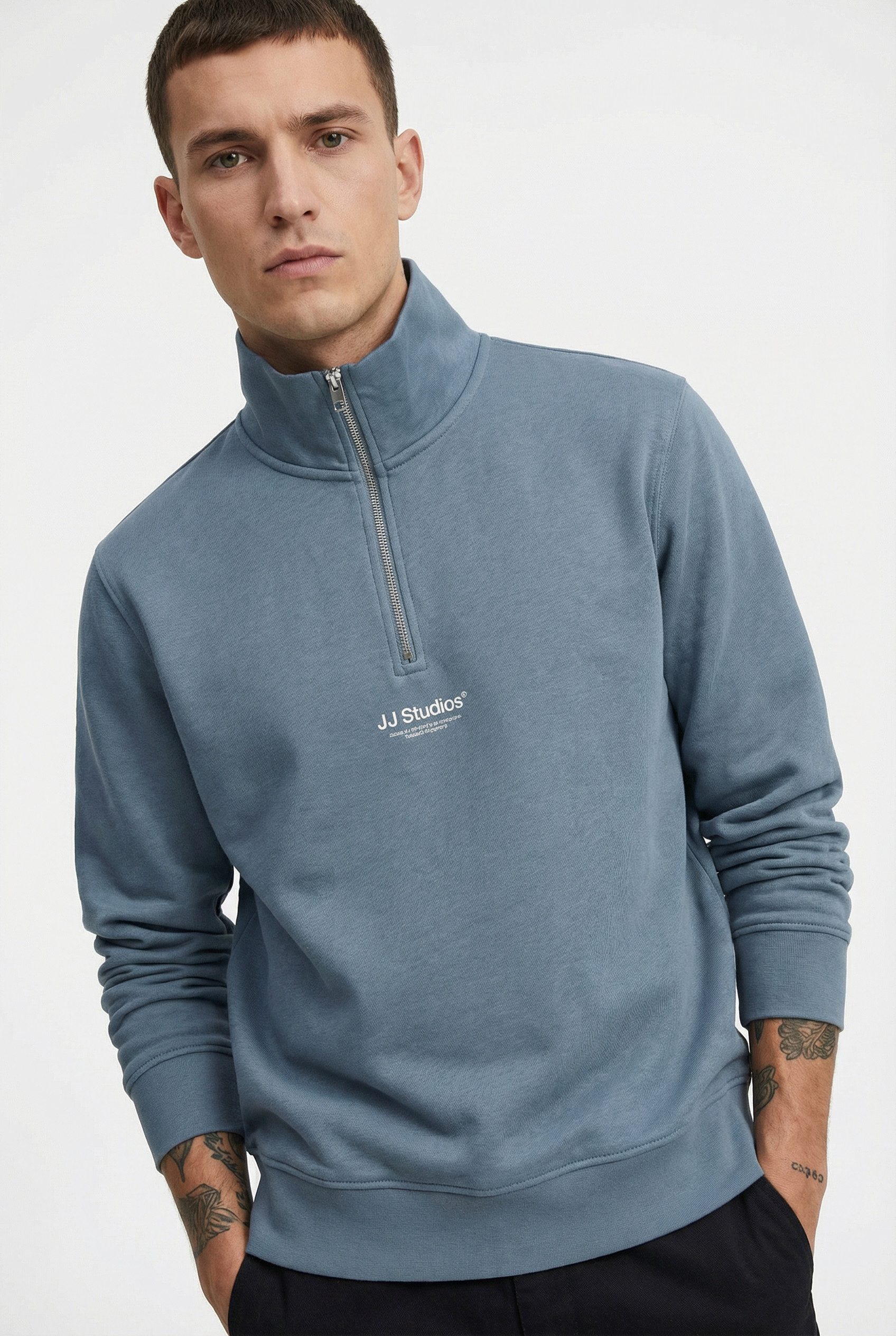 Jack & Jones Sweatshirt JJESOHO SWEAT QUARTER ZIP HN NOOS Baumwollmischung, relaxed fit