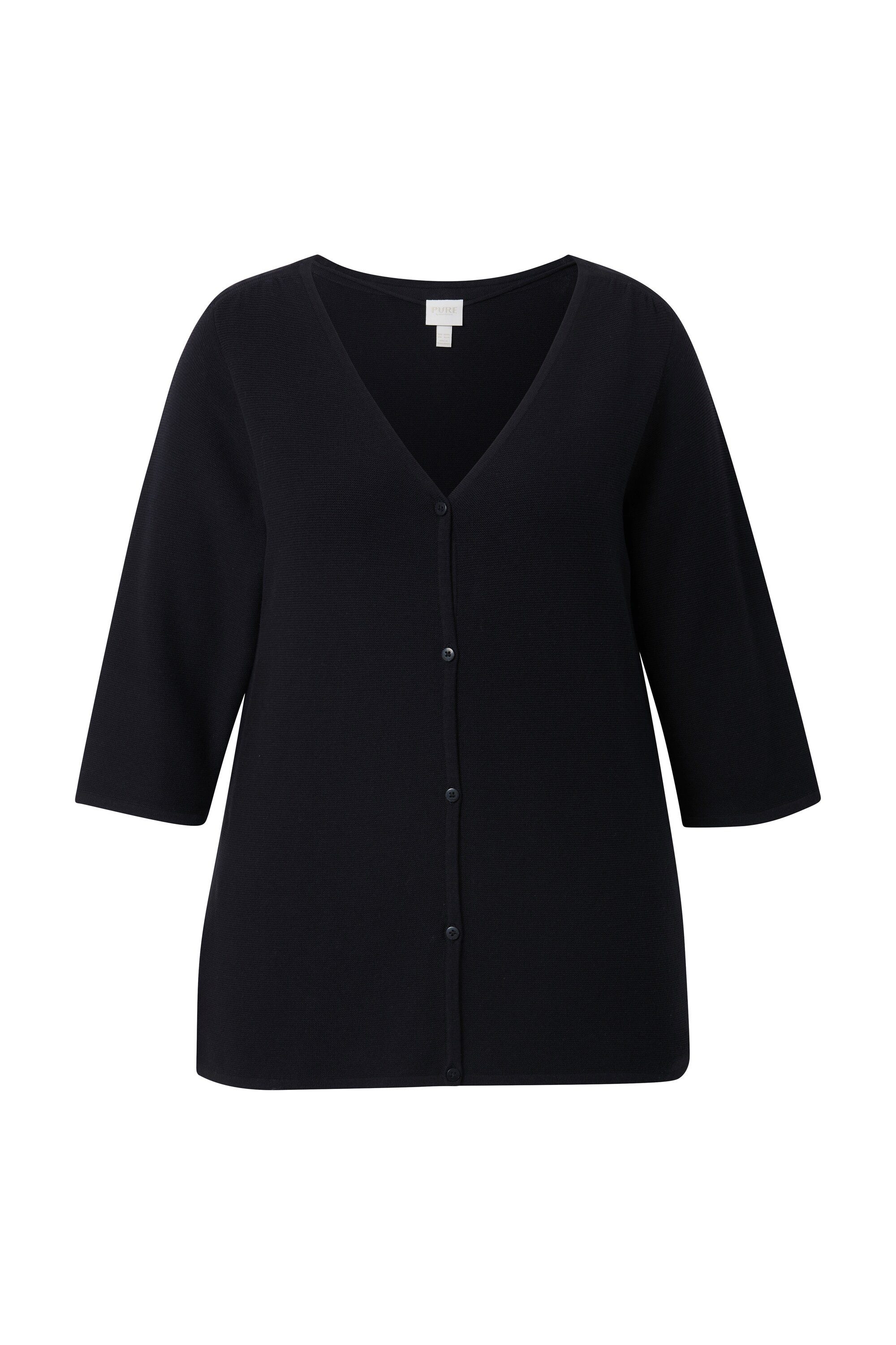 Ulla Popken Strickjacke Strickjacke V-Ausschnitt 3/4-Arm günstig online kaufen
