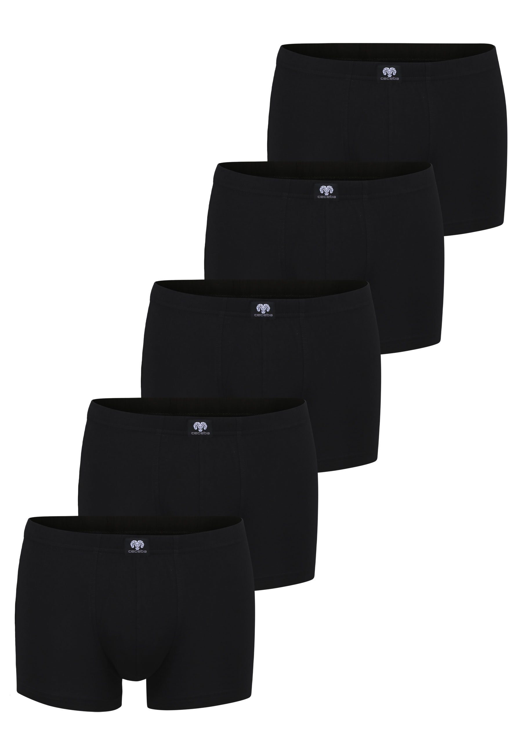 Boxershorts CECEBA Herren Short-Pants schwarz uni 5er Pack