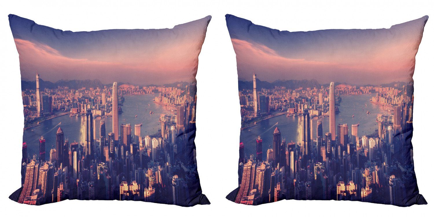 Abakuhaus Doppelseitiger (2 Stück), Dreamy Accent Kong Digitaldruck, Hong Kissenbezüge Stadt Modern Scenery