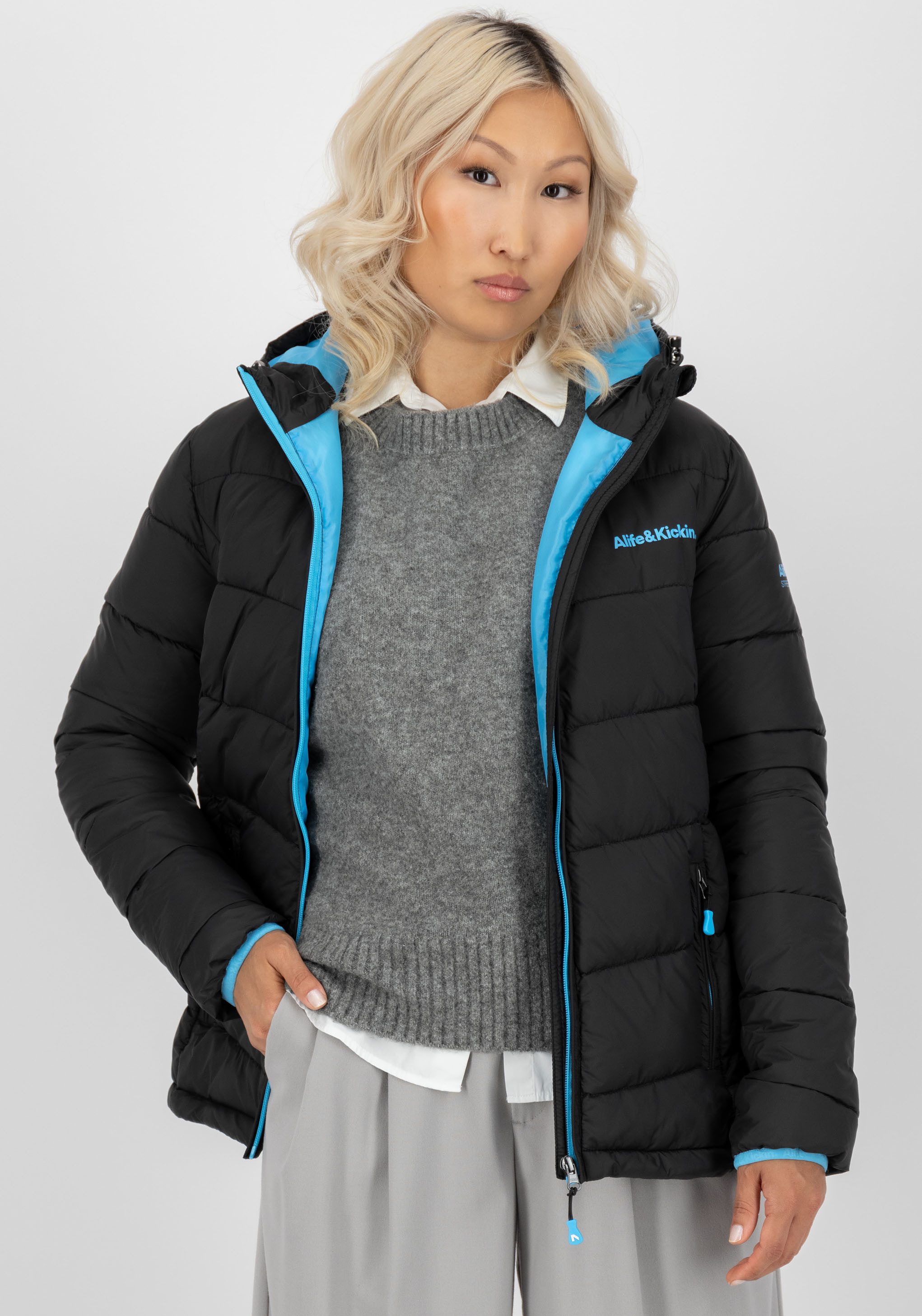 Alife & Kickin Steppjacke AndriaAK leichte, taillierte Übergangsjacke mit breiter Steppung und Kapuze