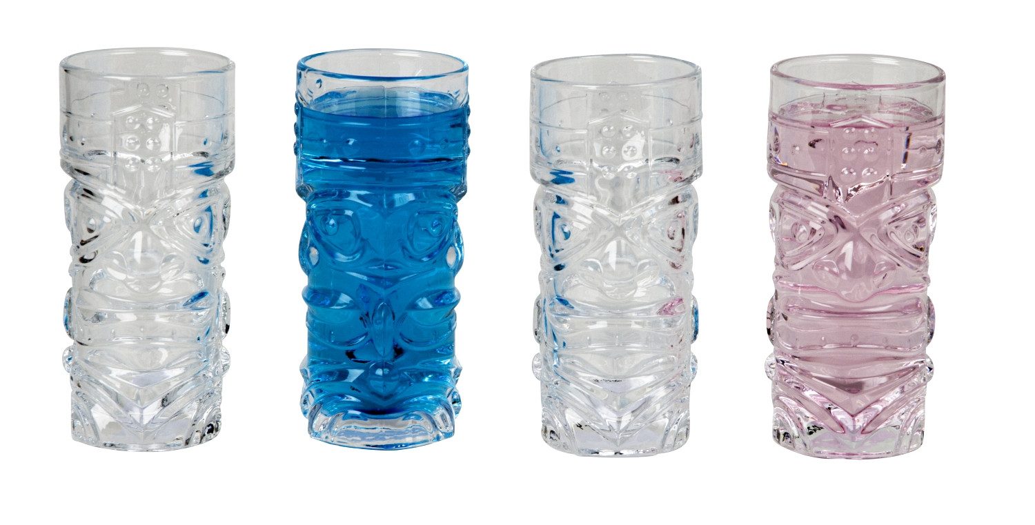 Geschenkestadl Cocktailglas 4 Stück Tiki Cocktail Gläser 380ml 16,8cm Trinkglas Bar Dekoration, 4-tlg.