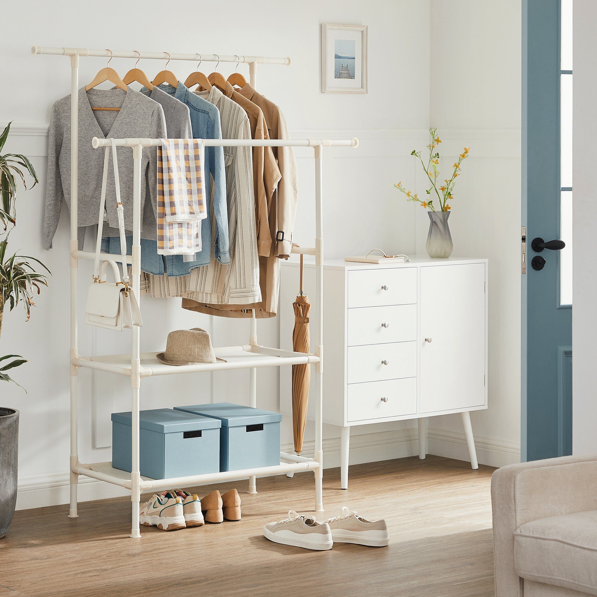 SONGMICS Kleiderständer, mit 2 Kleiderstangen, 2 günstig online kaufen