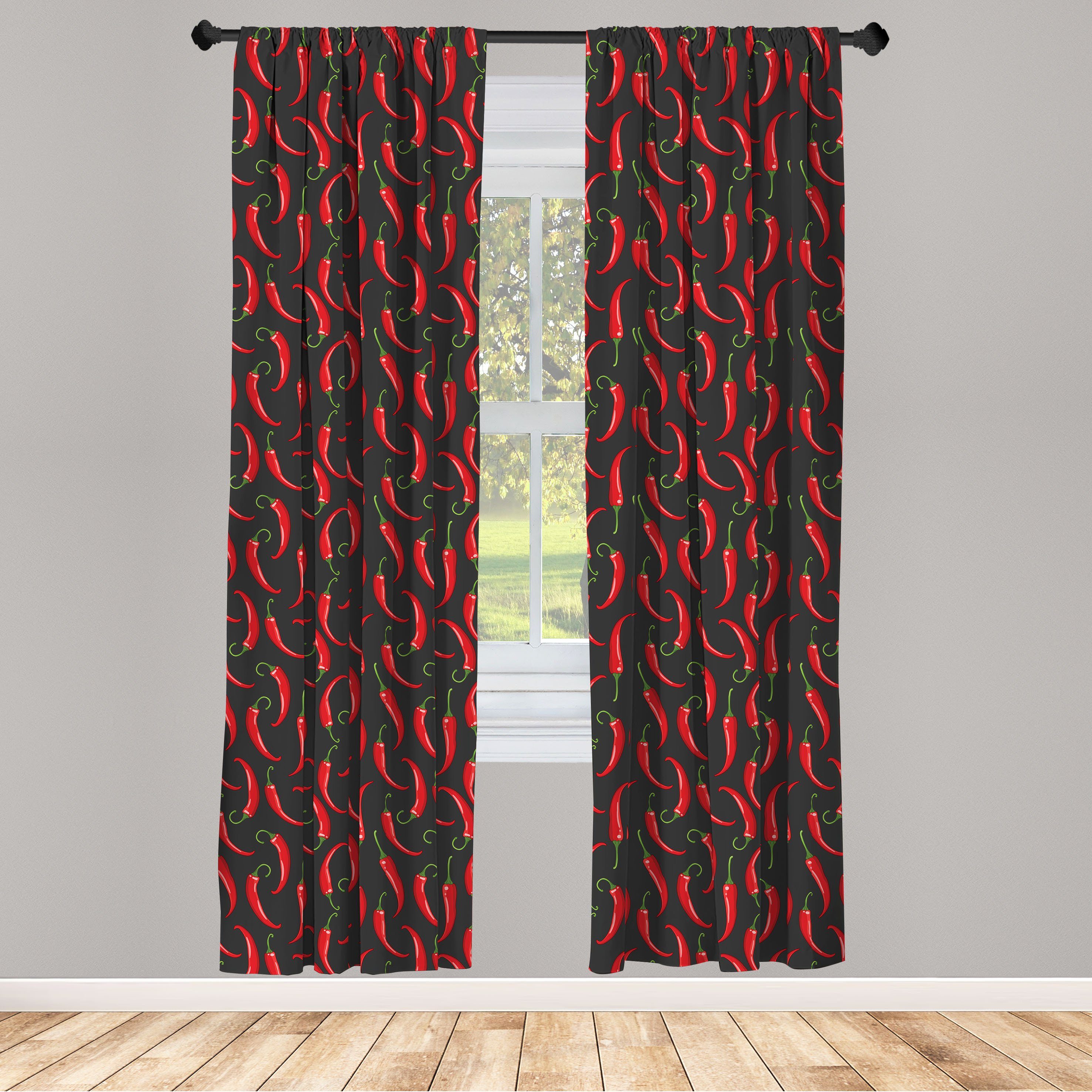 Gardine Vorhang für Wohnzimmer Schlafzimmer Dekor, Abakuhaus, Microfaser, Gemüse Hot Spice Paprika-Pfeffer