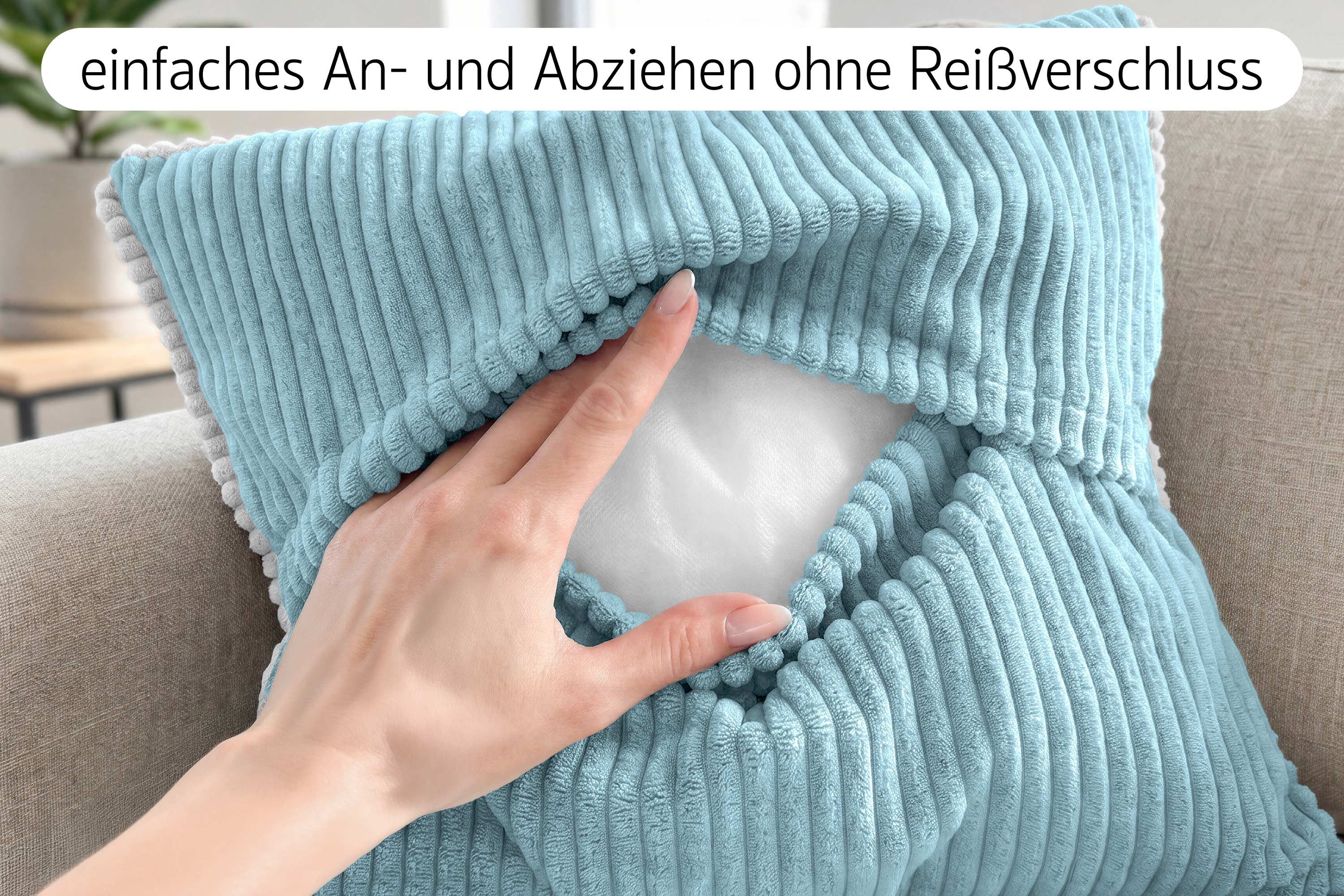 Amilian Dekokissen Sofakissen 4er Set mit Füllung 2x 40x40 cm + 2x 35x45 cm, Hotelverschluss Sofakissen Zierkissen – Bild 3 von 5