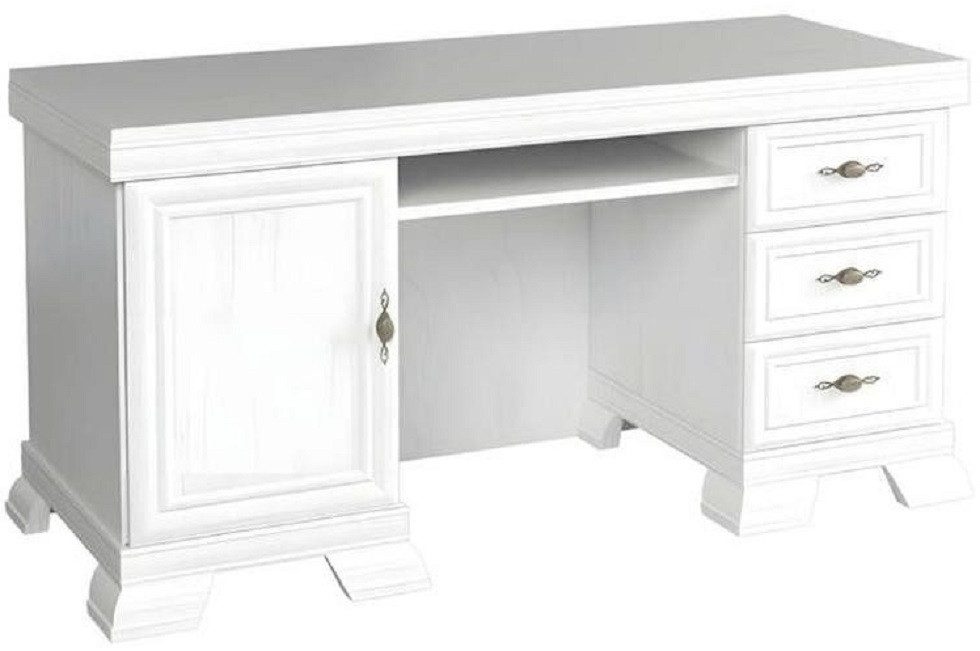 JVmoebel Schreibtisch Weißer Computertisch mit ausziehbarer Tastaturablage, Holz, Made in Europa